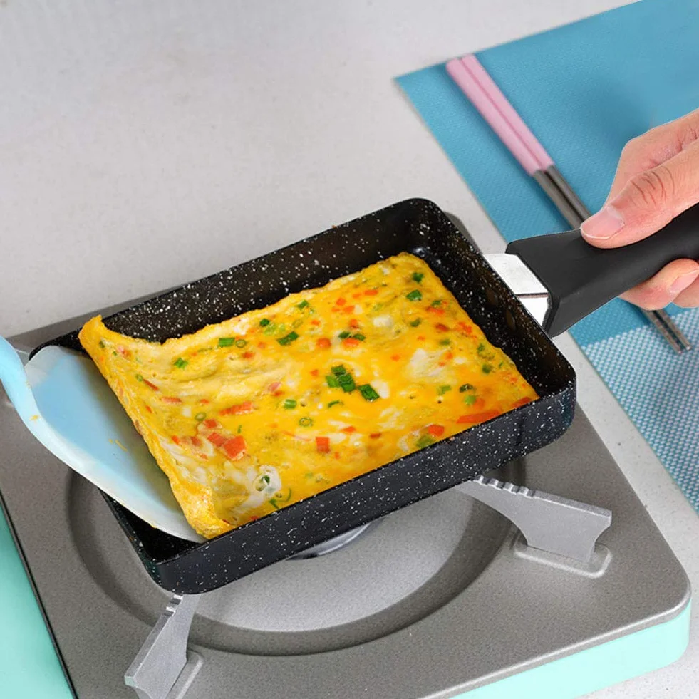 Tamagoyaki kwadratowa patelnia do omletów do jajek, japońska patelnia, nieprzywierająca powłoka ceramiczna, mini kuchenka z uchwytem chroniącym przed oparzeniem, kompatybilna z kuchenką gazową i płytą