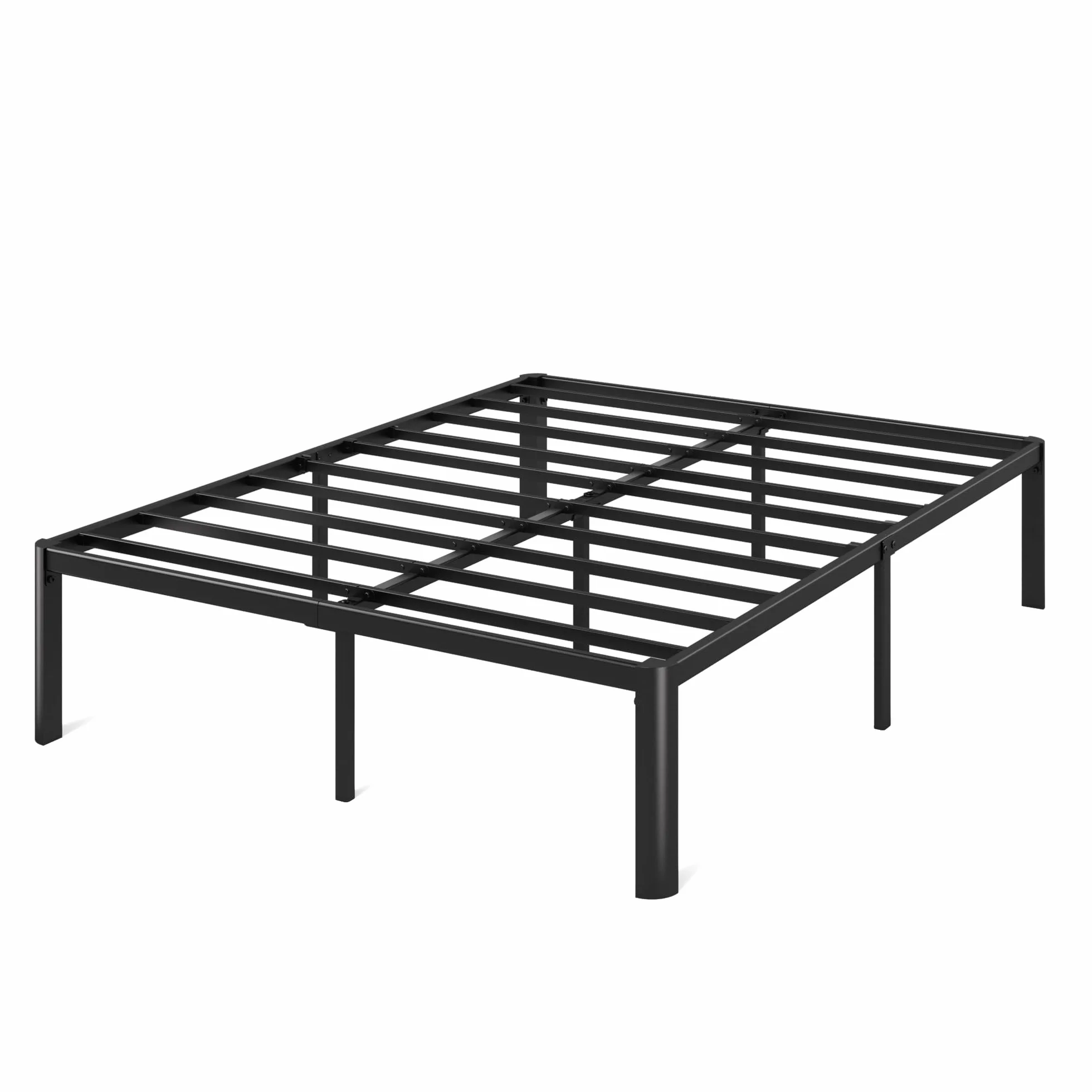 Zinus Van łóżko 140 x 190 cm, wysokość ramy łóżka 41 cm z miejscem do przechowywania pod łóżkiem, metalowa rama łóżka na platformie - czarne