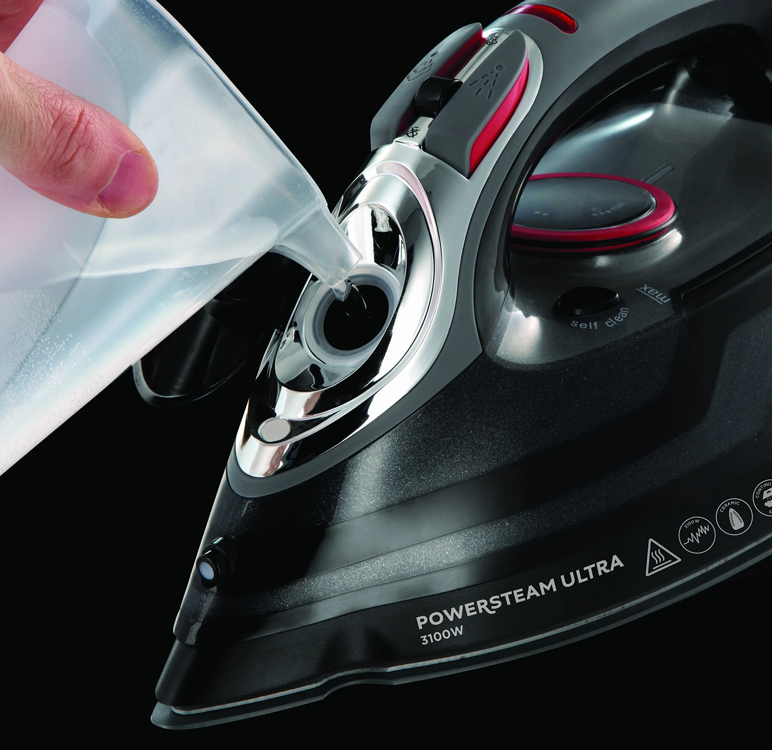 Russell Hobbs żelazko parowe 3100W, uderzenie pary 210g, strumień pary 70g/min, Power Steam (zbiornik 350ml, ceramiczna stopa, funkcja samoczyszczenia, zapobieganie osadzaniu się kamienia) 20630-56