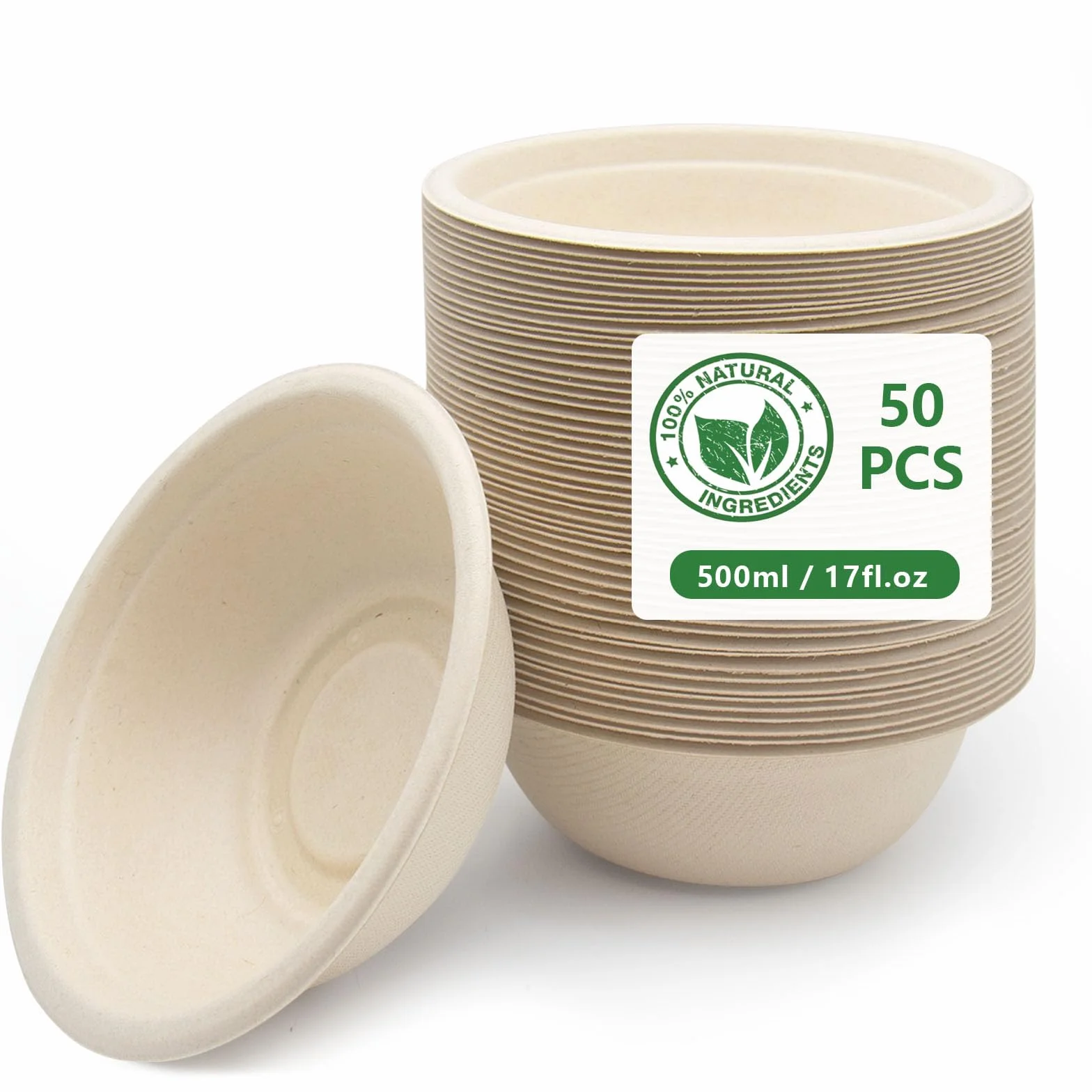 Jednorazowe miseczki z trzciny cukrowej 500 ml 50 sztuk biodegradowalne do mikrofalówki