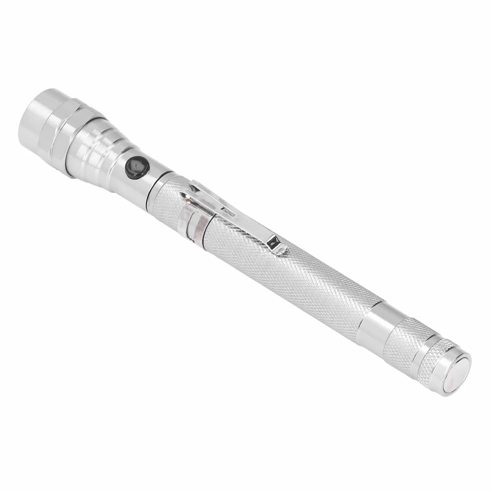 Przenośny chwytak magnetyczny, kij obrotowy o 360 stopni Kompaktowa dioda LED ze stopu aluminium do naprawy samochodów(Srebro)