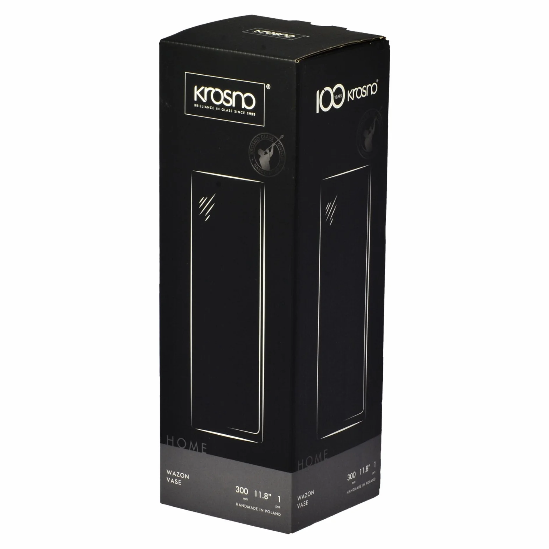 KROSNO Wazon szklany 30 cm – Kolekcja Home, wysoki wazon na kwiaty, cylindryczny, minimalistyczny design, grube szkło, do bukietów, traw i dekoracji wnętrz