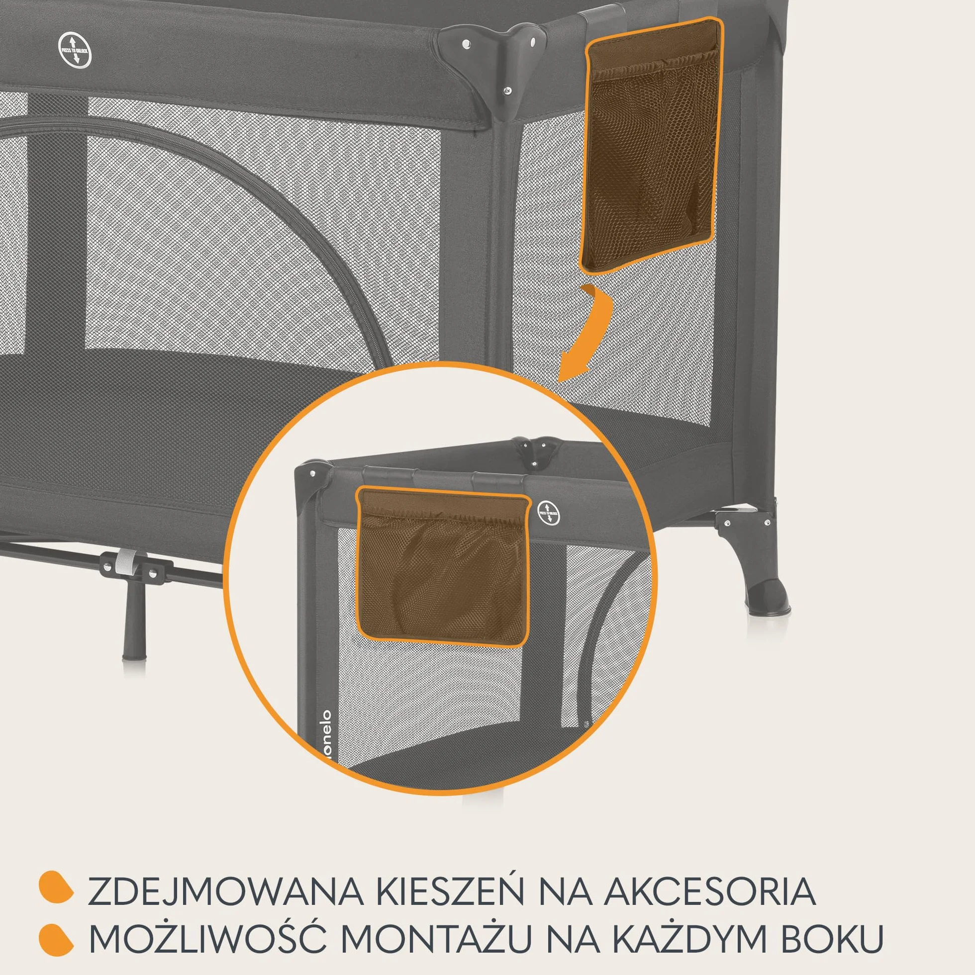 LIONELO LAURA Łóżeczko Turystyczne 2w1 do 15 Kg Kojec dziecięcy od 0 do 36 miesięcy Boczne Wejście Piankowy Materac T25, 2 Poziomy Wysokości, Torba Podróżna, Koła z Hamulcem