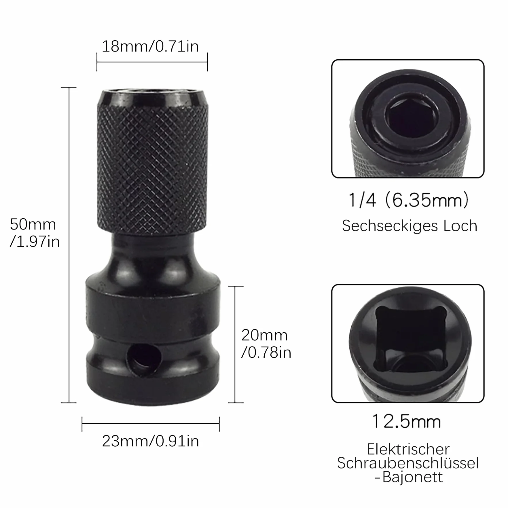 2 sztuki adapterów bitów 1/2 cala do kluczy udarowe, adapter do kluczy nasadowych 1/2 cala na 1/4 cala, adapter bitów do kluczy udarowe, adapter do kluczy nasadowych
