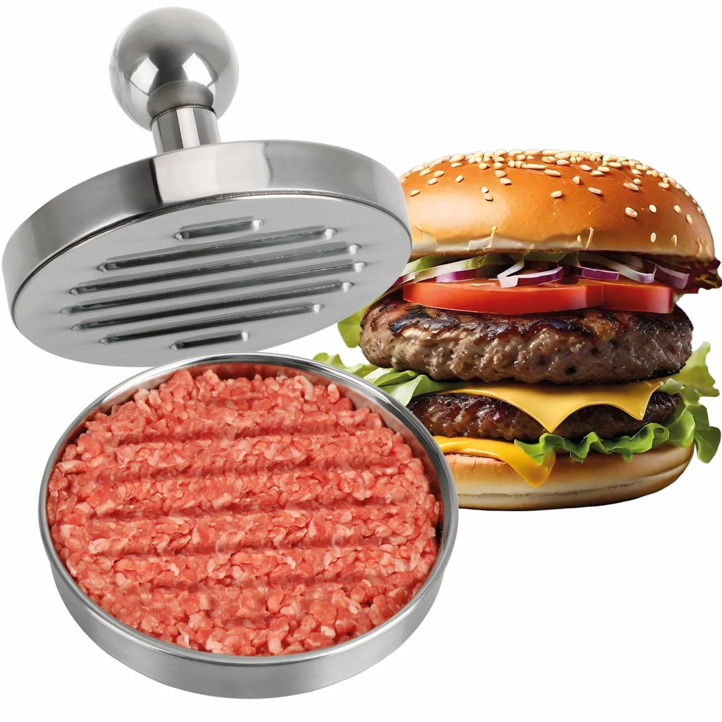 Prasa do hamburgerów ze stali nierdzewnej – wytrzymała prasa do hamburgerów – prasa do produkcji plastrów mięsnych – prasa metalowa