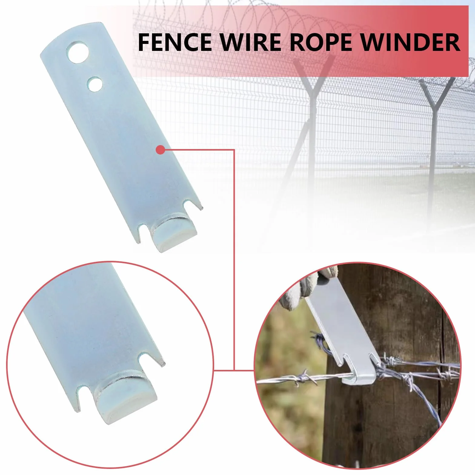 2 szt. Drut ogrodzeniowy Twist Bendy Twister Narzędzie 84 mm 2-otworowe Narzędzie do napinania drutu Mocowanie Ogrodzenia Drut Rolniczy Sprzęt naprawczy do ogrodzeń rolniczych