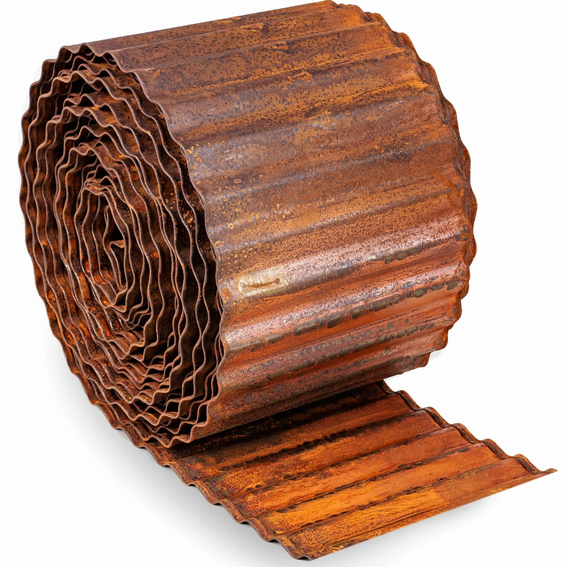 UNIGARDIA Obrzeże Trawnikowe z Corten Stali 12 m – Metalowe Obrzeże Rabat, Wysokość 15 cm – Łatwy Montaż – Elastyczne Obrzeże Rabat z Rdzą, 1 Para Rękawic Montażowych w Zestawie.