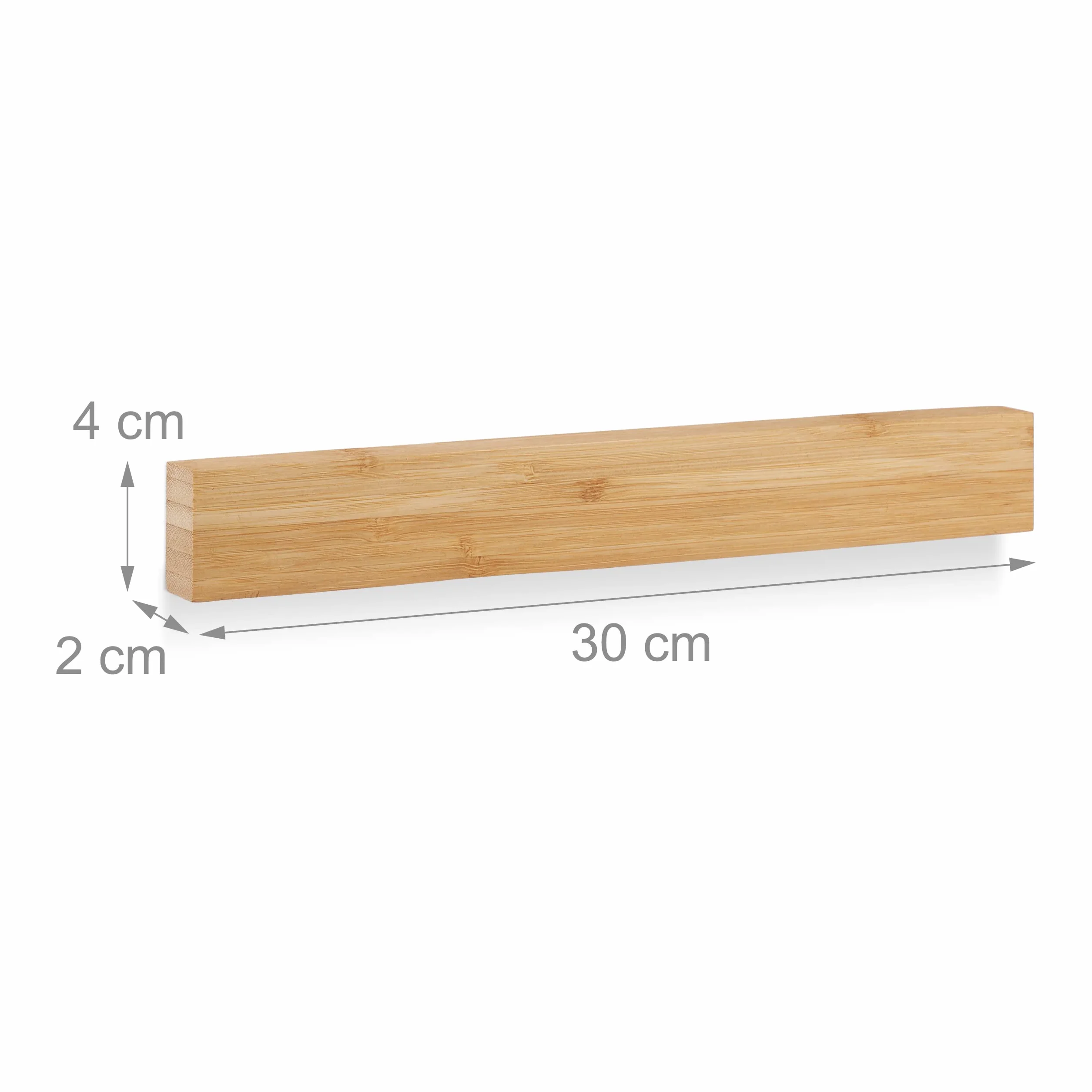Relaxdays Bambusowy pasek magnetyczny 30 cm 4 magnesy naturalne ziarno nóż do sztućców i noży naturalny