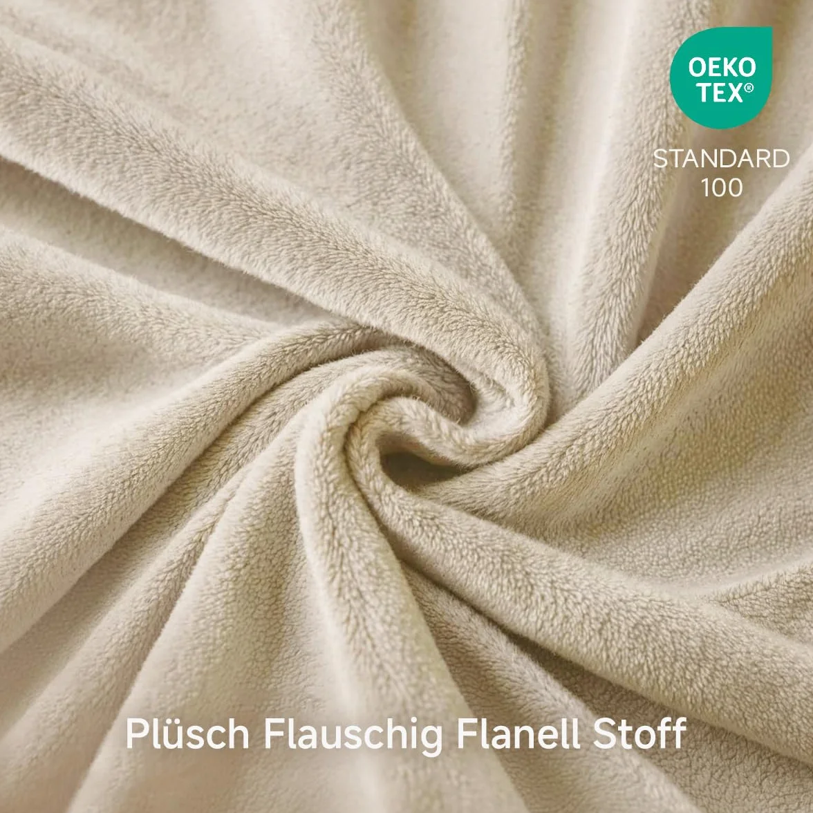 Lanqinglv Pościel flanelowa z polaru 155 x 220 cm, beżowa, pluszowa, puszysta pościel zimowa, ciepła, kaszmirowa, flanela, uniwersalna poszewka na kołdrę z zamkiem błyskawicznym i 1 poszewka na