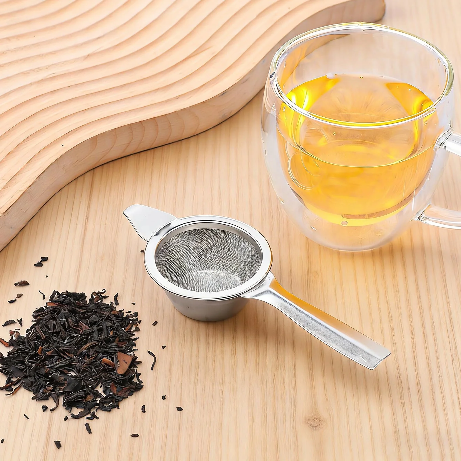 Sitko do matcha ze stali nierdzewnej 6 cm z filiżanką srebrne