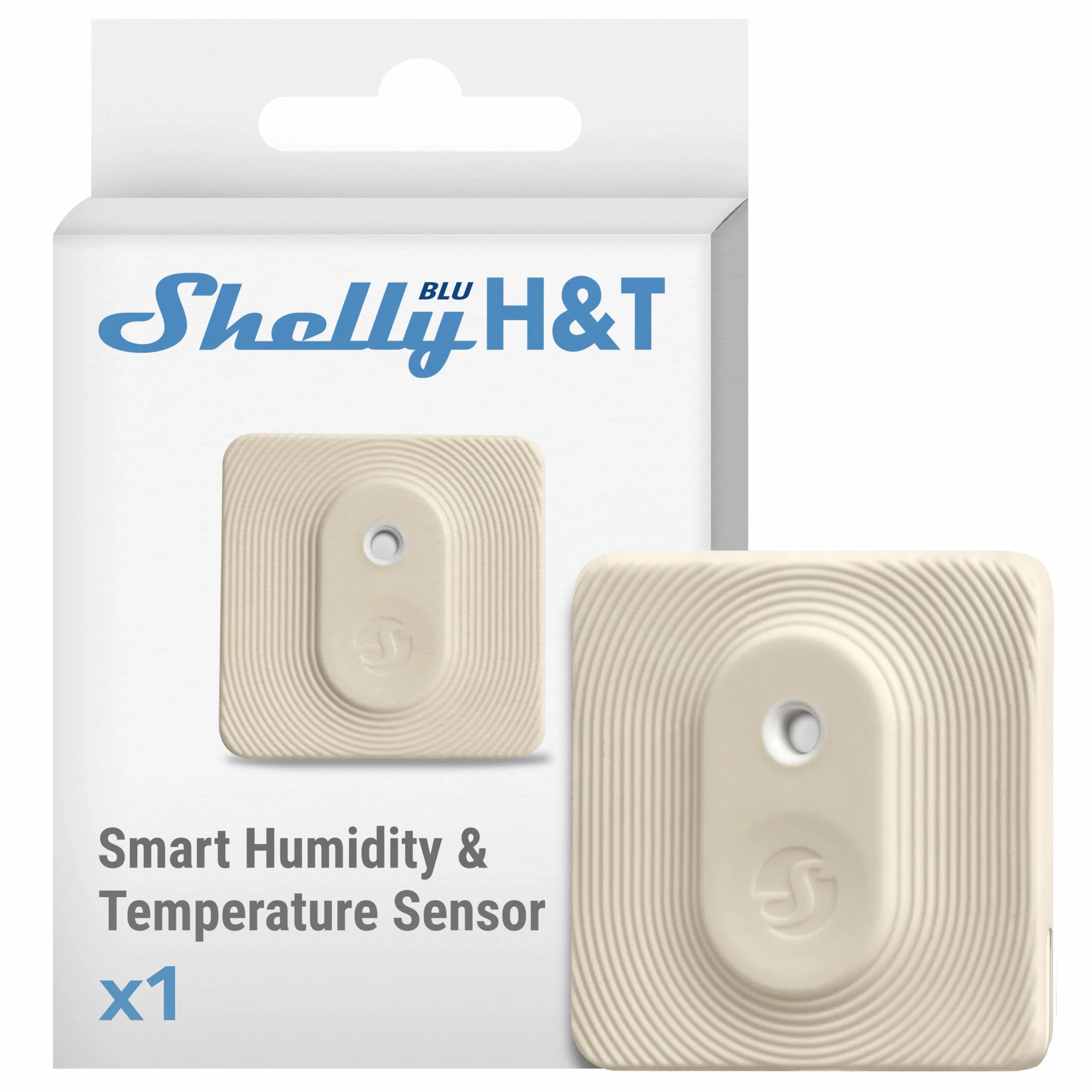 Shelly BLU H&T Kość Słoniowa - czujnik temperatury i wilgotności Bluetooth, inteligentny termometr i higrometr wewnętrzny/zewnętrzny, stopień ochrony IP54, nie wymaga HUB-a, zdalne sterowanie