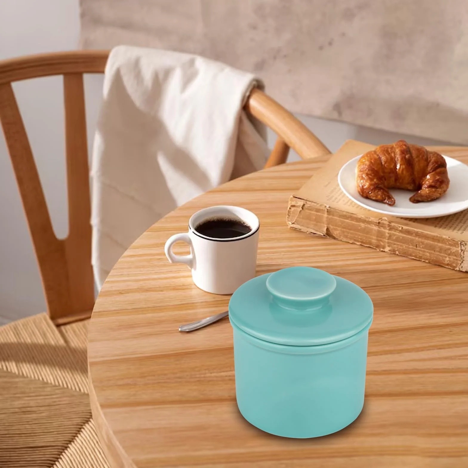 XTDMJ Francuska maselniczka, ceramiczna maselniczka, chłodzona wodą, ceramiczny dzwon na masło, zapewnia świeżość i możliwość smarowania masła