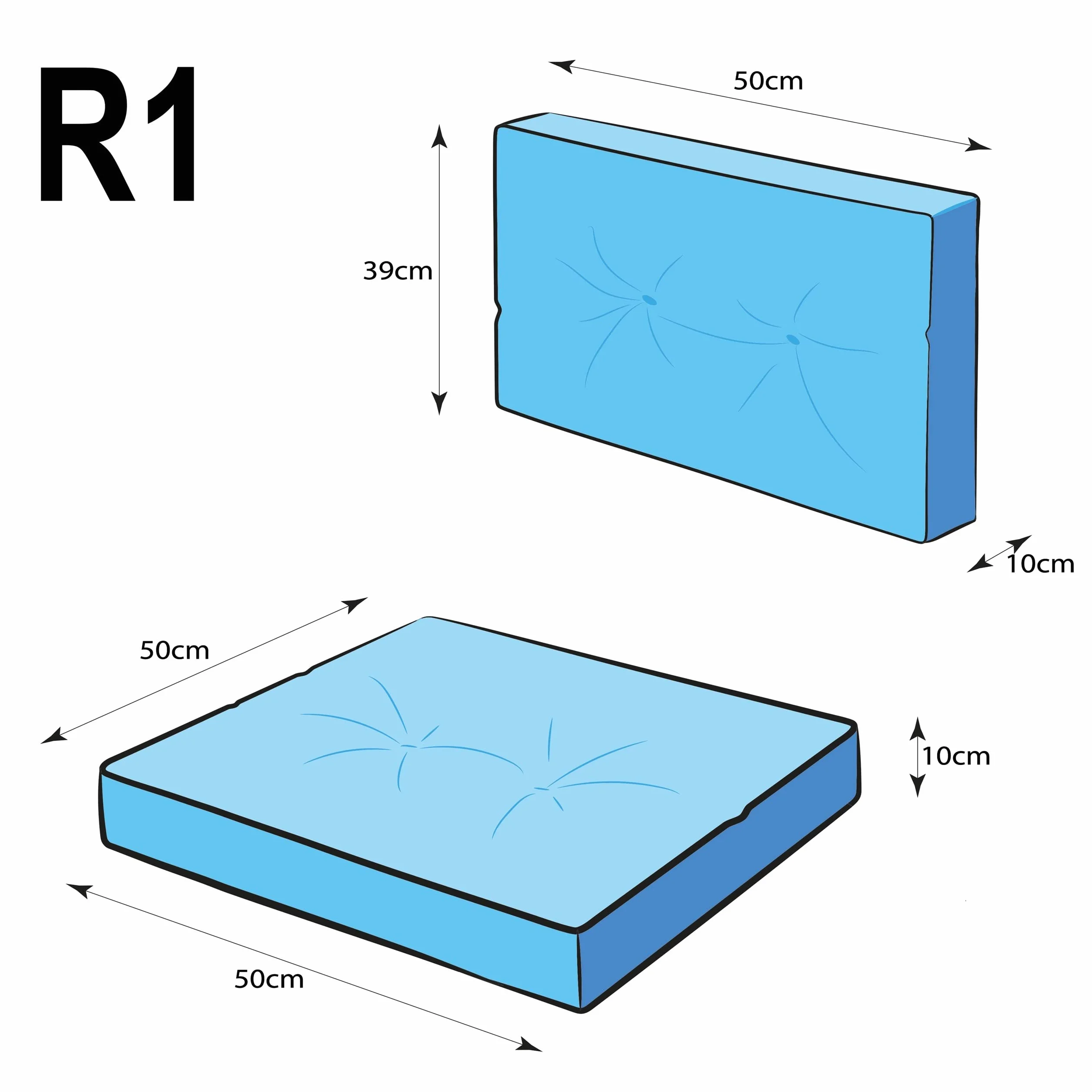 PillowPrim PillowPrim, Poduszki na palety, poduszka na krzesło, fotel rattanowy, do użytku na zewnątrz, poduszka do siedzenia, poduszka na krzesło, meble rattanowe, niebieska, 50 x 50 cm