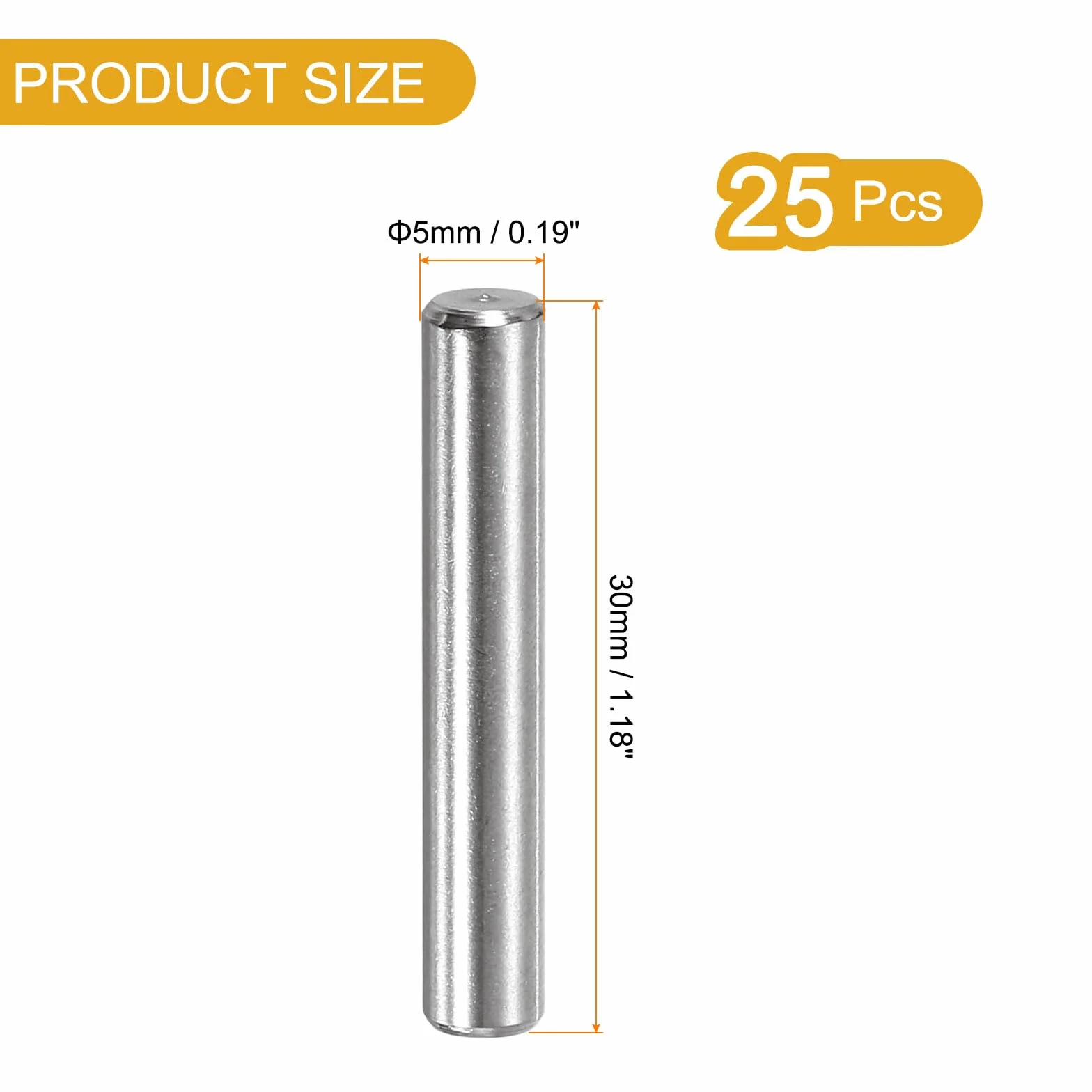 QUARKZMAN 25 szt. 5 mm x 30 mm szpilki do półek, kołki do półek, regulowane szpilki do półek, srebrne elementy mocujące ze stali nierdzewnej (0,19 x 1,18 cala)