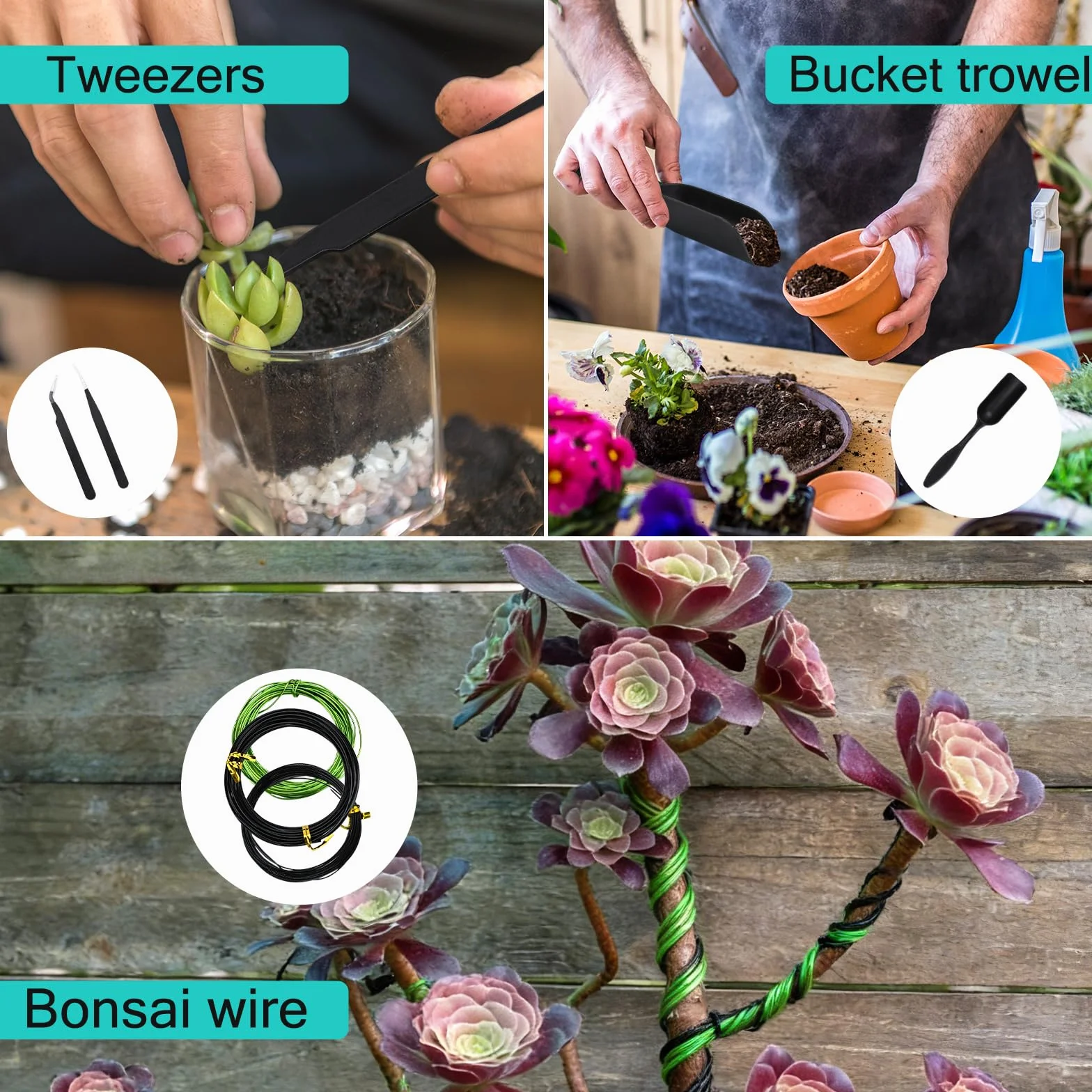 Zestaw Narzędzi do Bonsai, 28-częściowy Zestaw Ogrodowy z Nożycami, Sekatorem, Pęsetą i Rękawicami – Profesjonalne Narzędzia do Pielęgnacji Roślin, Przesadzania, Sukulentów i Ogrodu