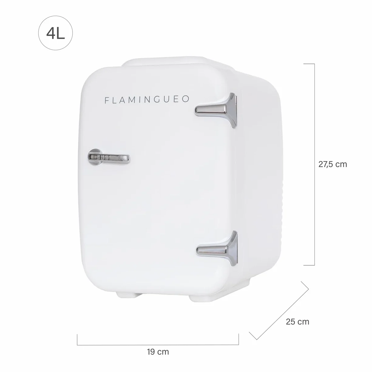 Flamingueo Mini Lodówka 4L - Mini Lodówka do Sypialni, Mała Lodówka 12V/220V, Funkcja Gorąca i Zimna, Lodówka Kosmetyczna, Mini Fridge Skincare