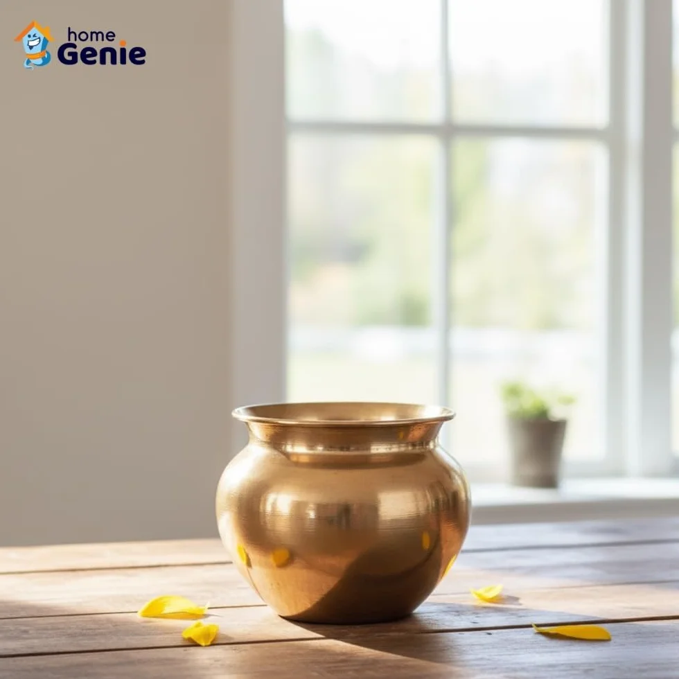 Home Genie Pure Copper Lota Kalash for Pooja | Traditional Water Pot for Hindu Rituals, Temple Use, Vastu Decoration & Daily Spiritual Practice – 62g – Handmade Finish