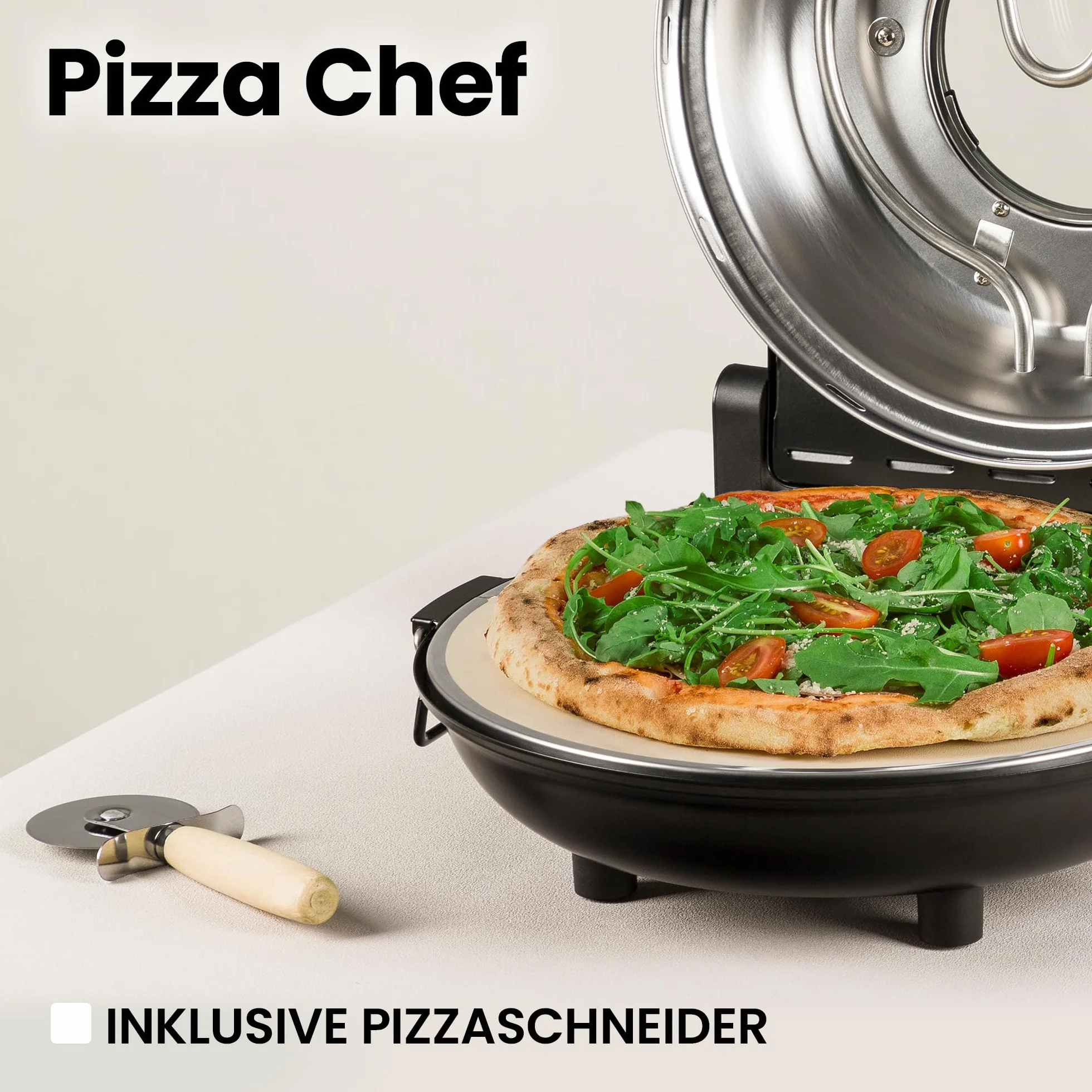 ZEEGMA PIZZA CHEF Elektryczny Piec do Pizzy 1200 W 400°C Kamień Ceramiczny 30 cm