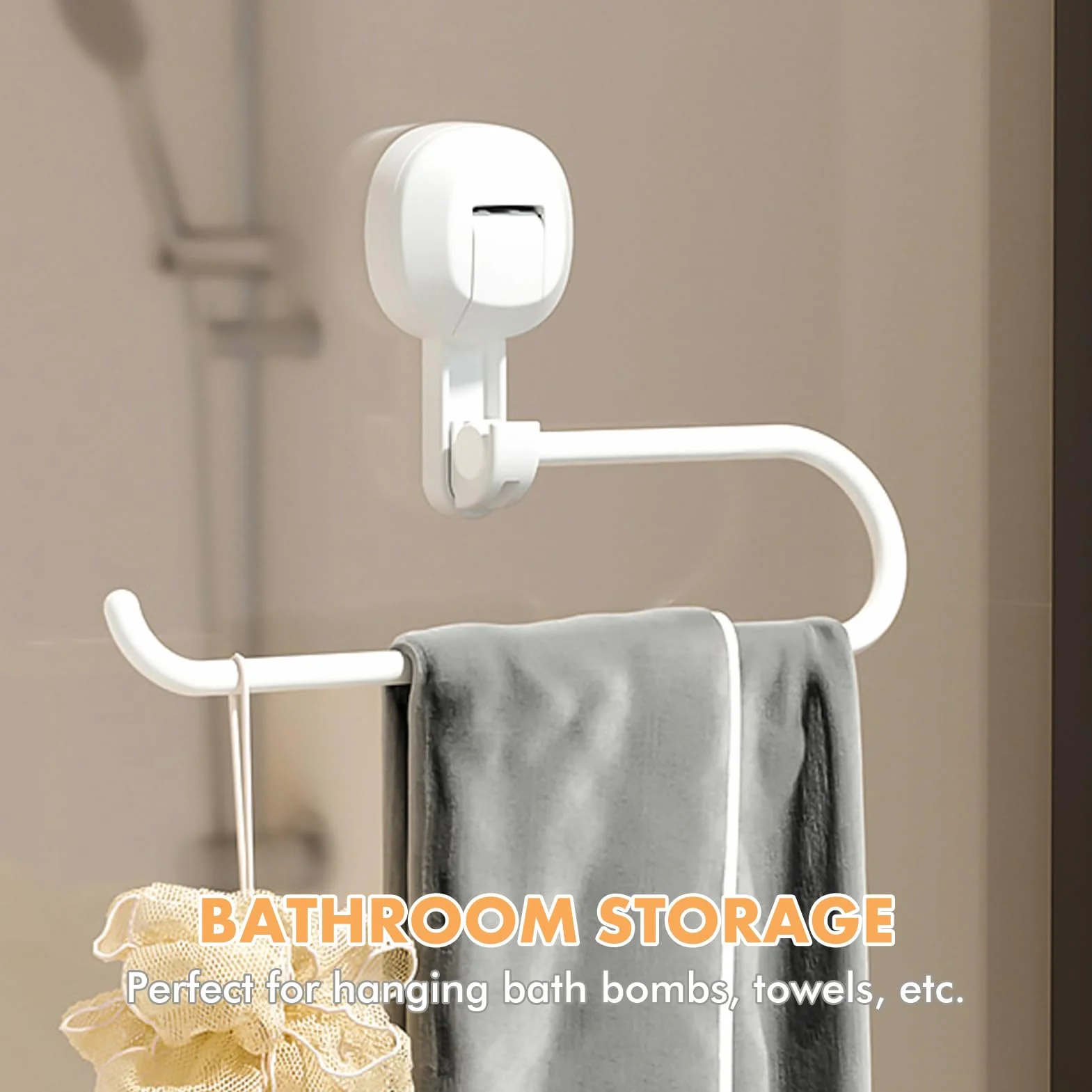 Przyssawka uchwyt na papier kuchenny, bez wiercenia, obracany o 360°, uchwyt na papier wielokrotnego użytku, do ceramiki, szkła, metalu, idealny do kuchni i łazienki