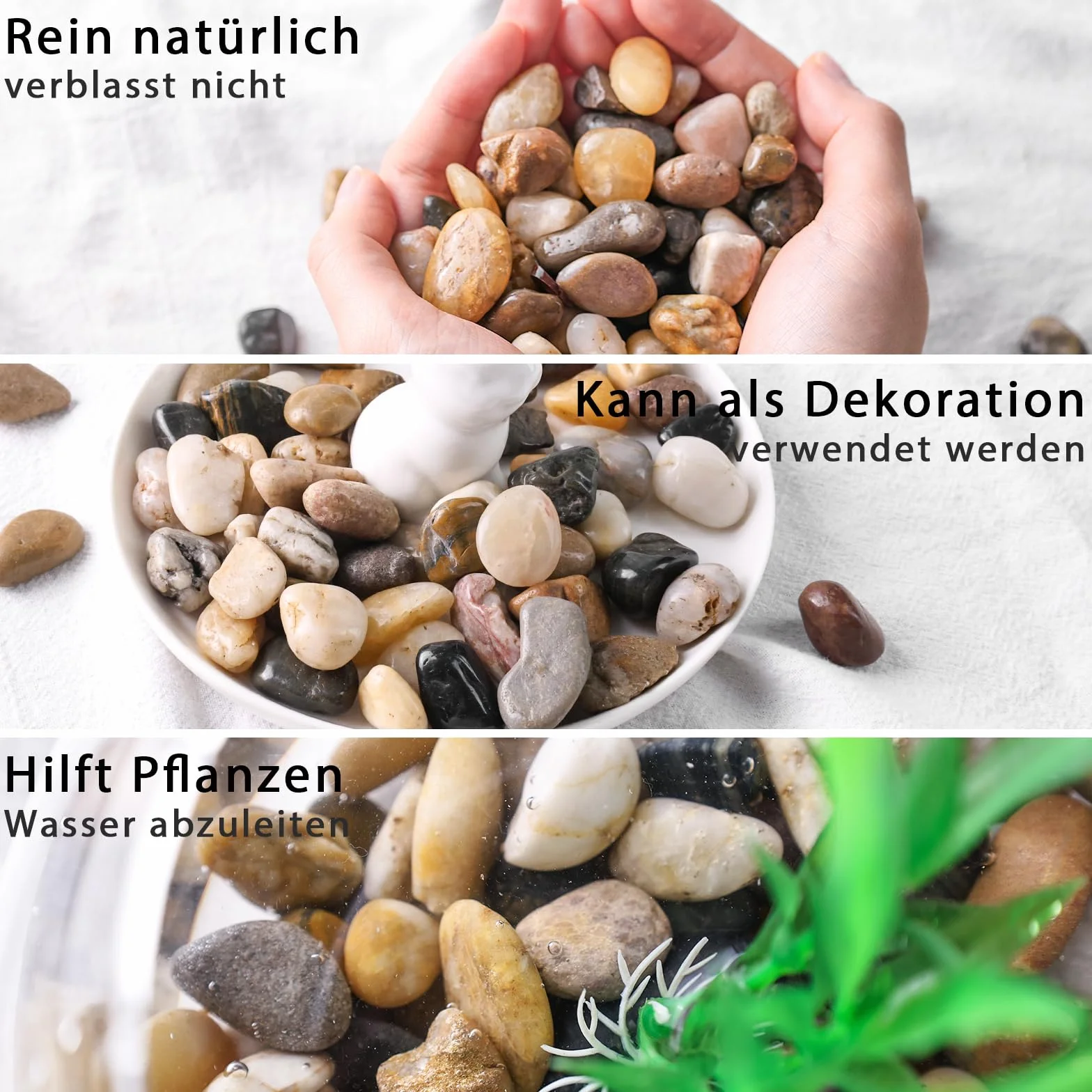 HAKACC 450g Kamienie rzeczne, polerowane kamienie żwirowe do majsterkowania, małe kamienie dekoracyjne do wazonów, roślin, ogrodu, zieleni, sukulentów