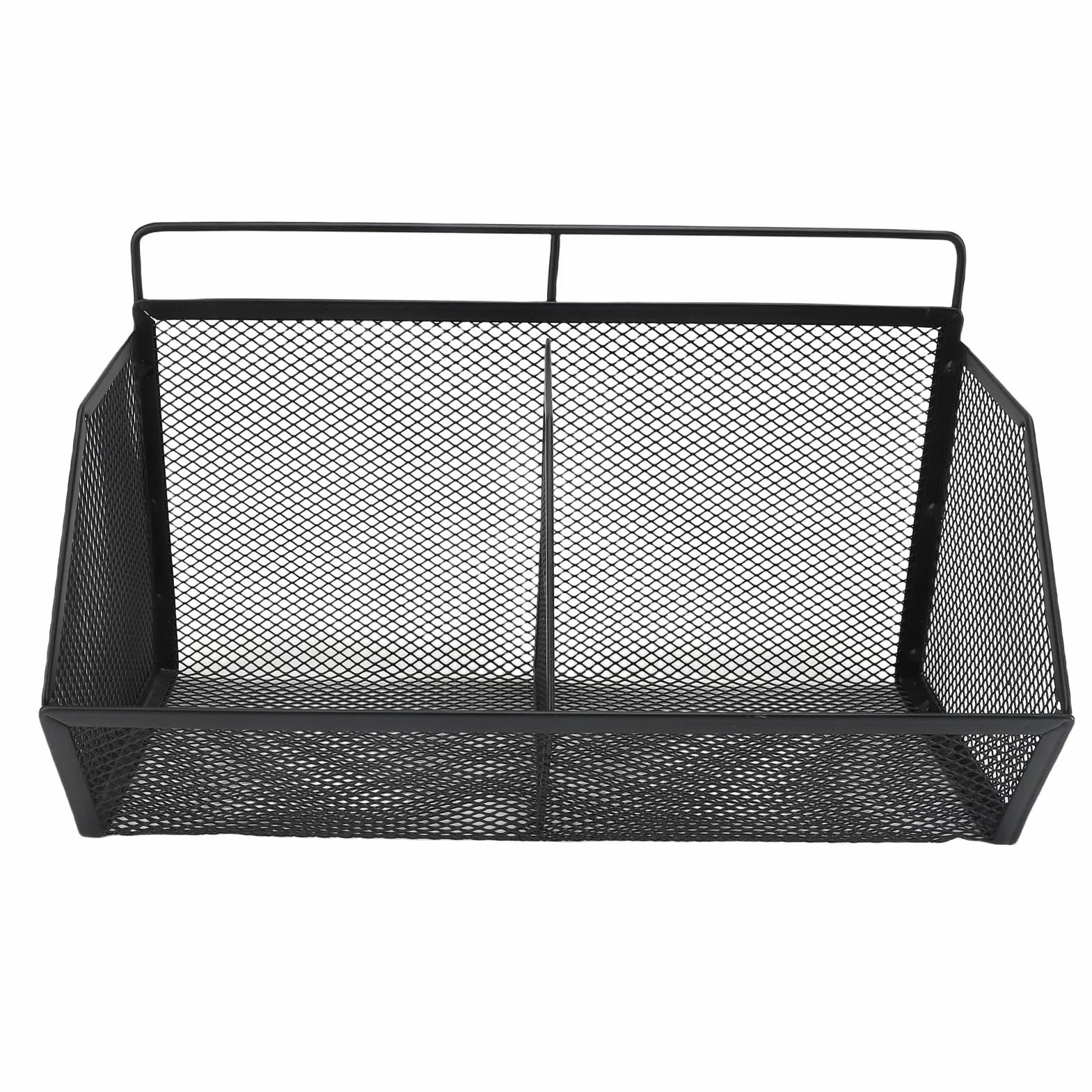 2 Czarna siatka do przechowywania na ścianie kosza wisząca kuchnia koszyka metalowa koszyki owocowe kosza łazienki z 2 klebienia na spiżarnię w łazience kuchennej (Black)