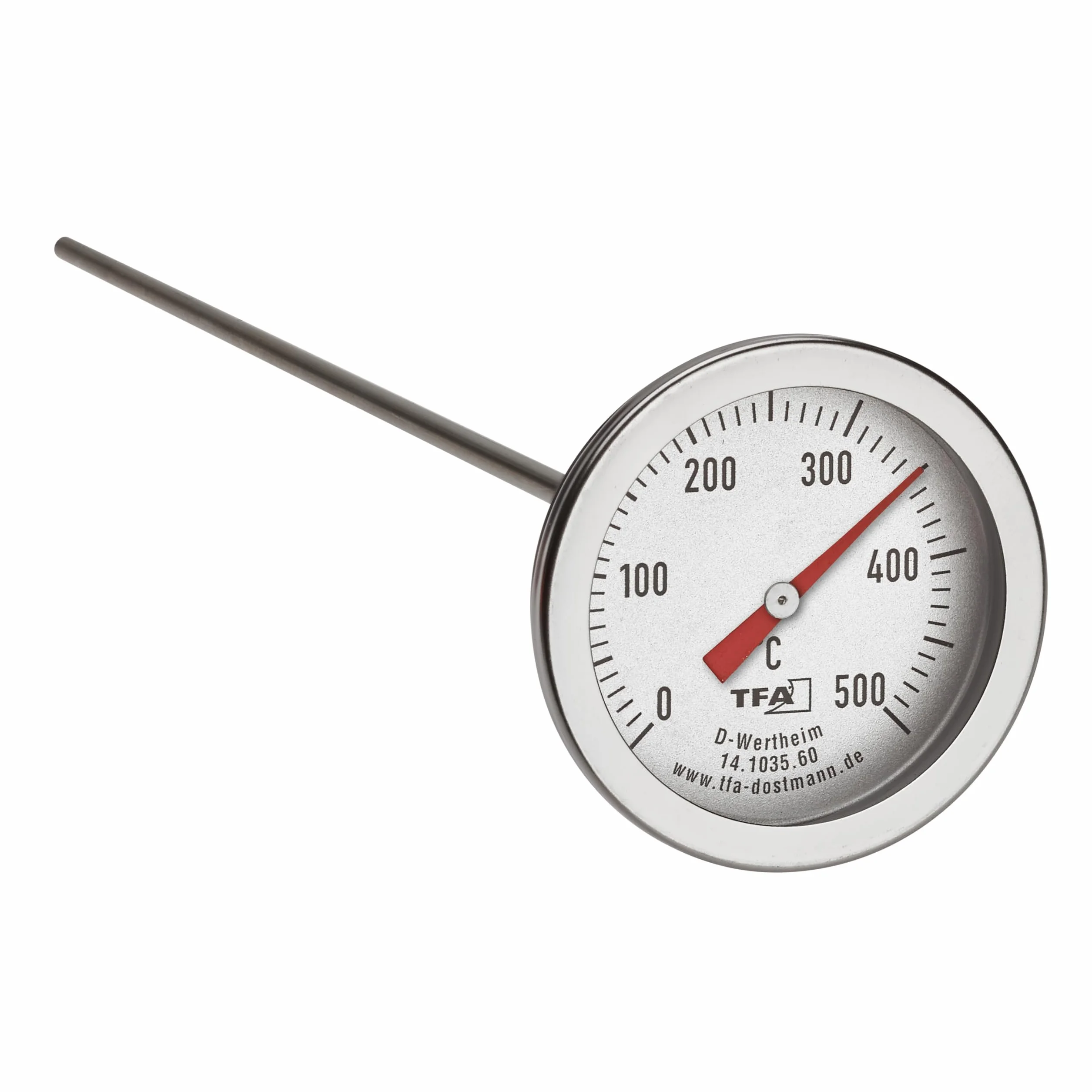 TFA Dostmann Profesjonalny termometr do piekarnika, 14.1035.60, ze stali nierdzewnej, z długim czujnikiem temperatury (30 cm), jako część zamienna do pieca do pizzy, pieca na drewno, pieca kamiennego,