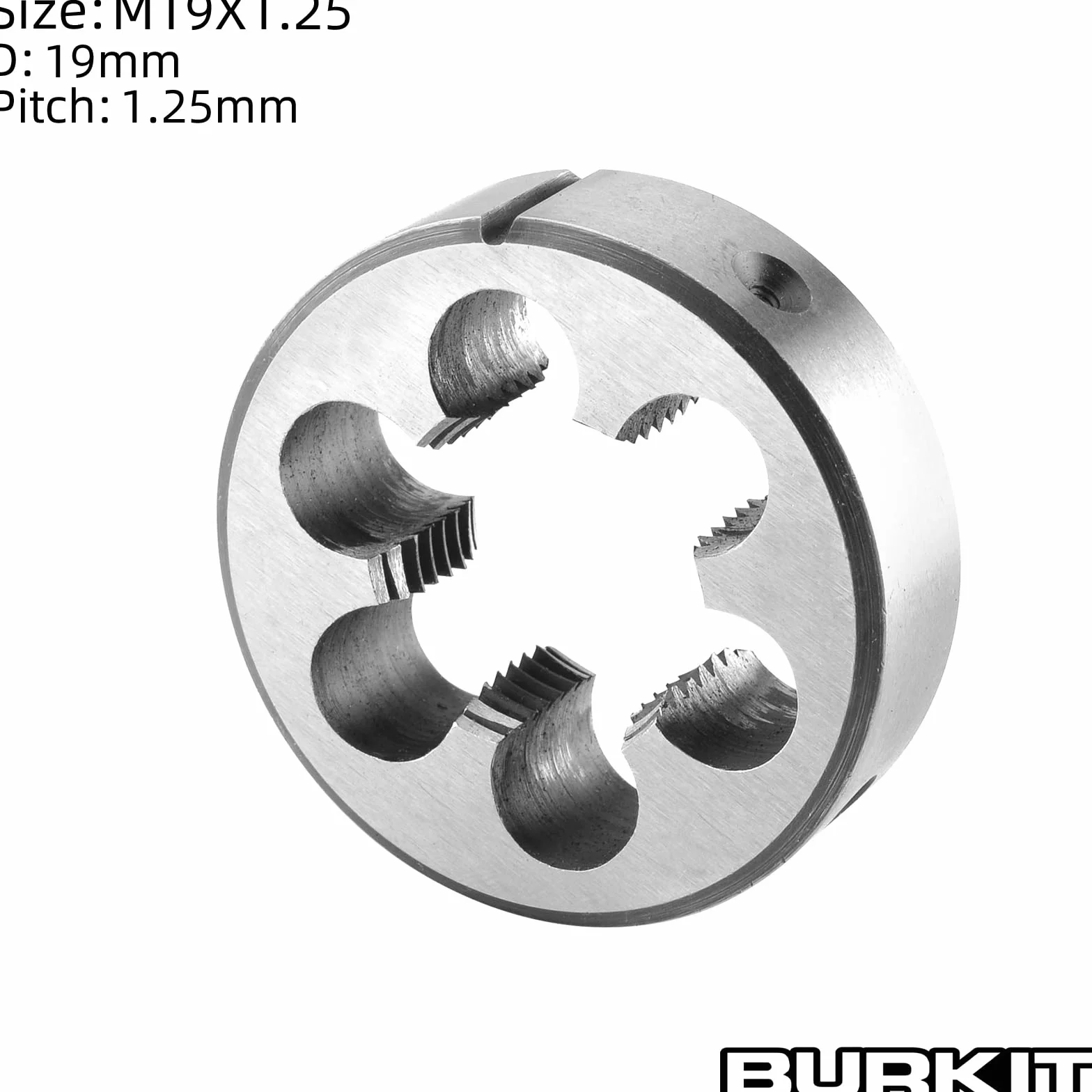 Burkit Metric M19 x 1,25 okrągła matryca do gwintowania, M19 x 1,25 matryca gwintu maszynowego praworęczny