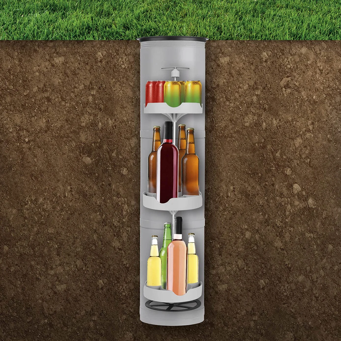 EASYmaxx Chłodziarka do butelek do użytku na zewnątrz, chłodziarka do butelek i puszek, do 13 butelek i puszek (0,33 l do 1 l) | neutralny dla klimatu i efektywne przechowywanie napojów i potraw