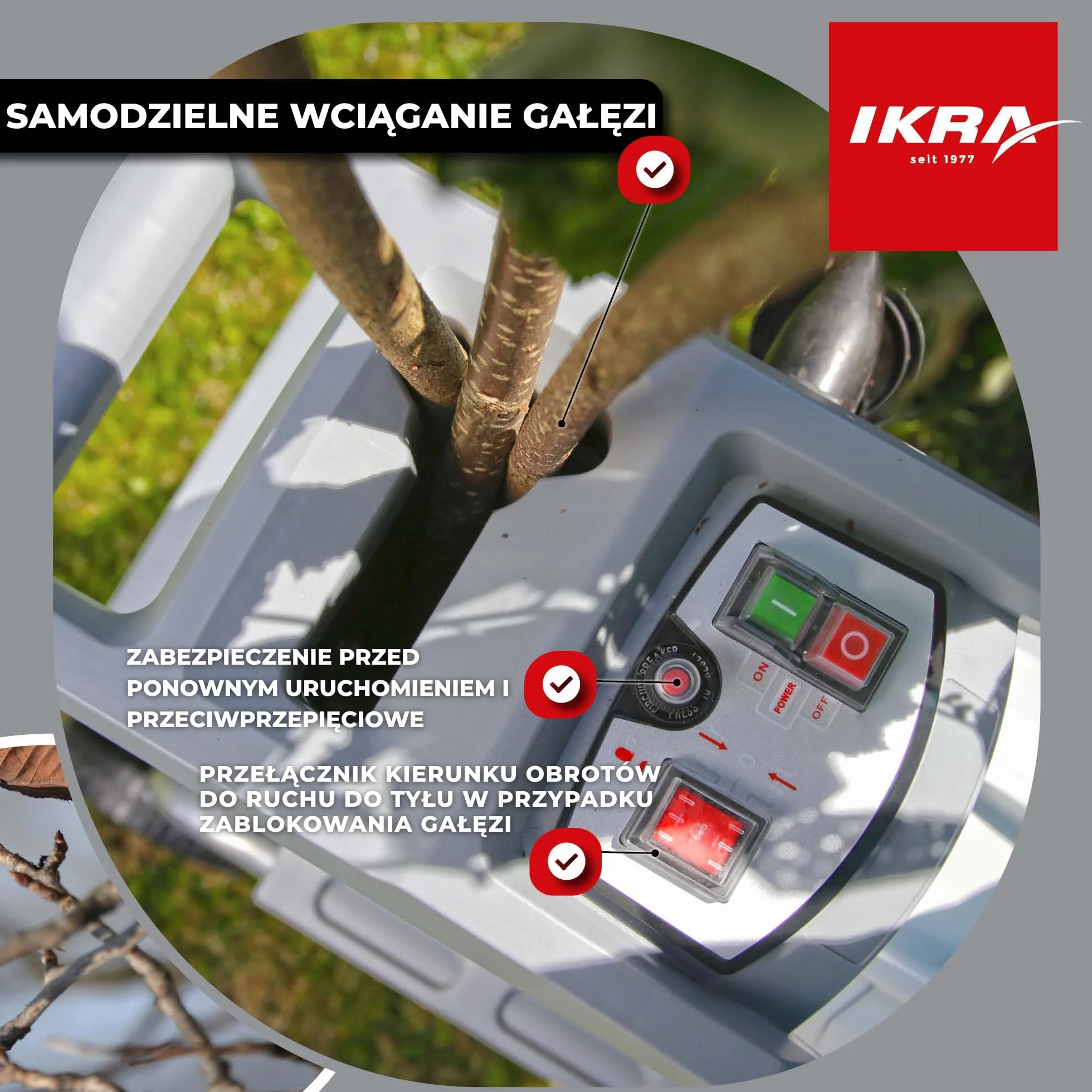 IKRA rozdrabniacz ogrodowy walcowy elektryczna ILH 2800 cicha, wytrzymała i łatwa w konserwacji moc 2800 W grubość gałązki do 44 mm