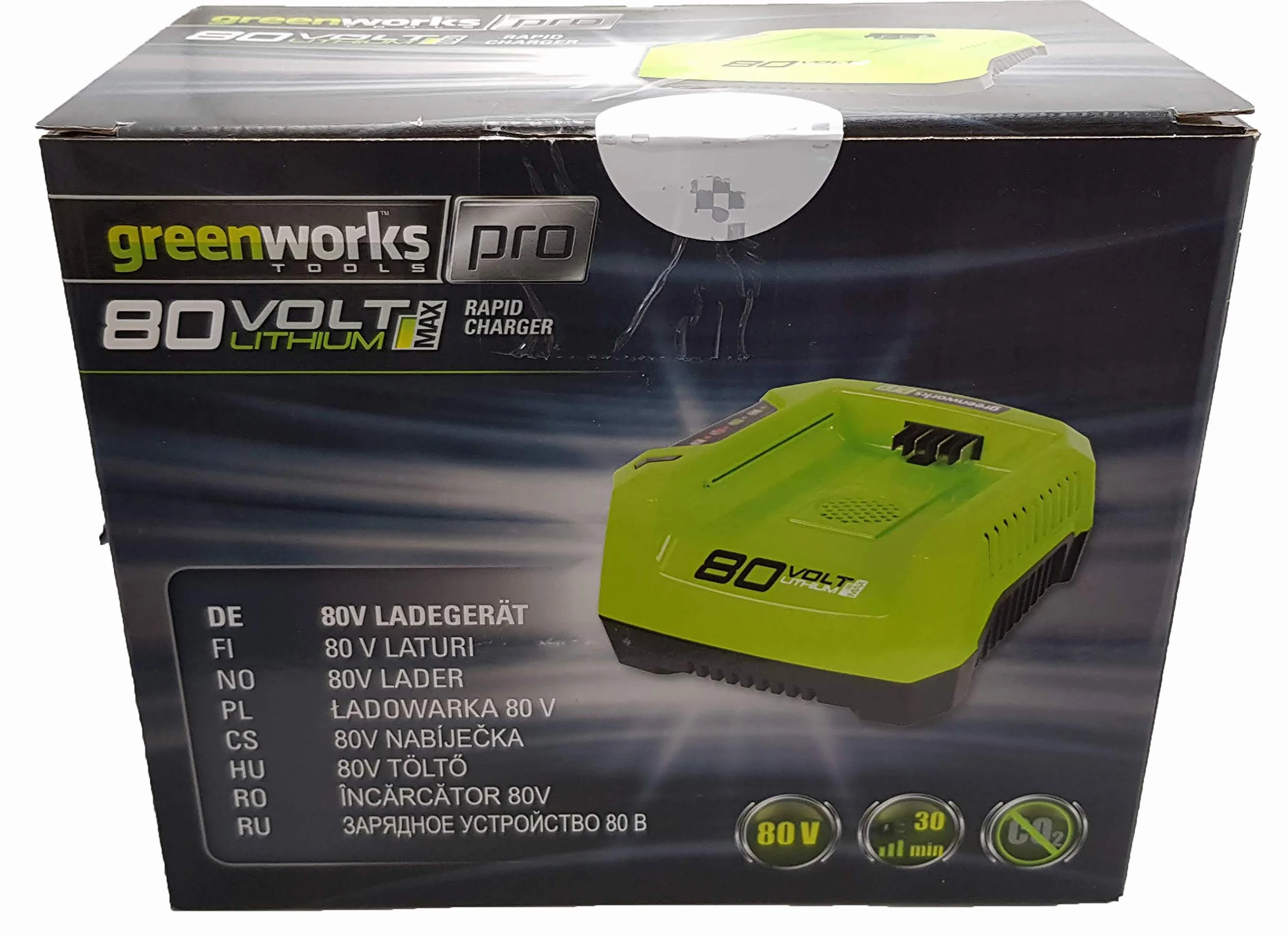 GreenWorks Ładowarka do akumulatorów 80 V do gospodarstwa domowego, czarna, zielona – ładowarka do akumulatorów (sektor, 4,2 A, 0,75 H, 1,25 H, 1,6 kg, czarna, zielona)