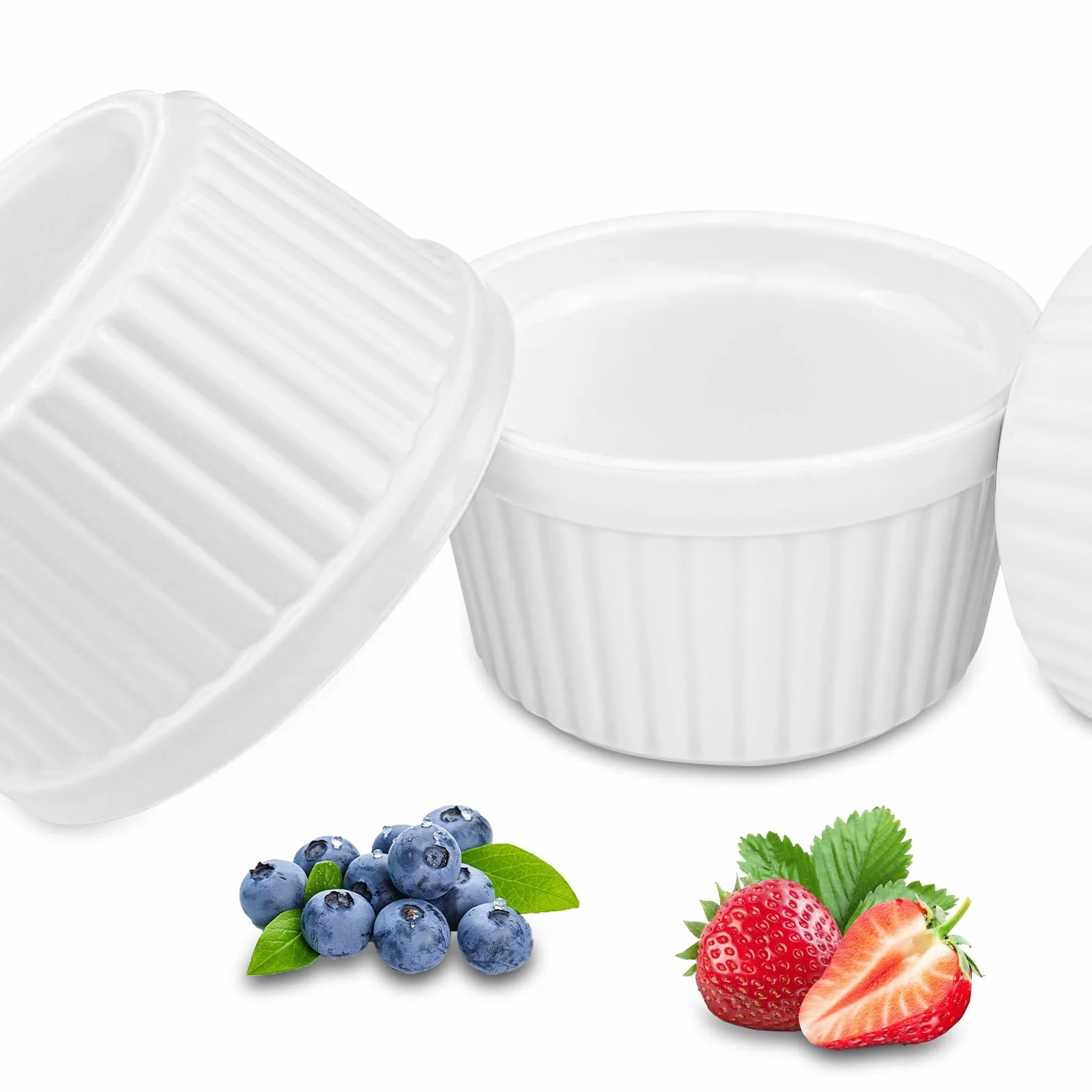 Kremowe miseczki do brulee, foremki do sufletu, biały, 6 sztuk