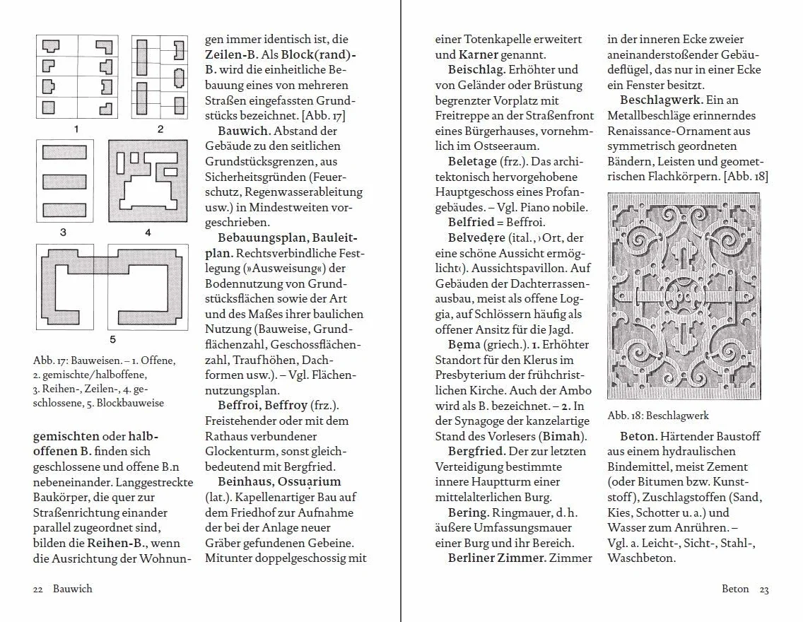 Wörterbuch der Architektur: Gebäudetypen; Erläuterungen; Stilvarianten – 19569