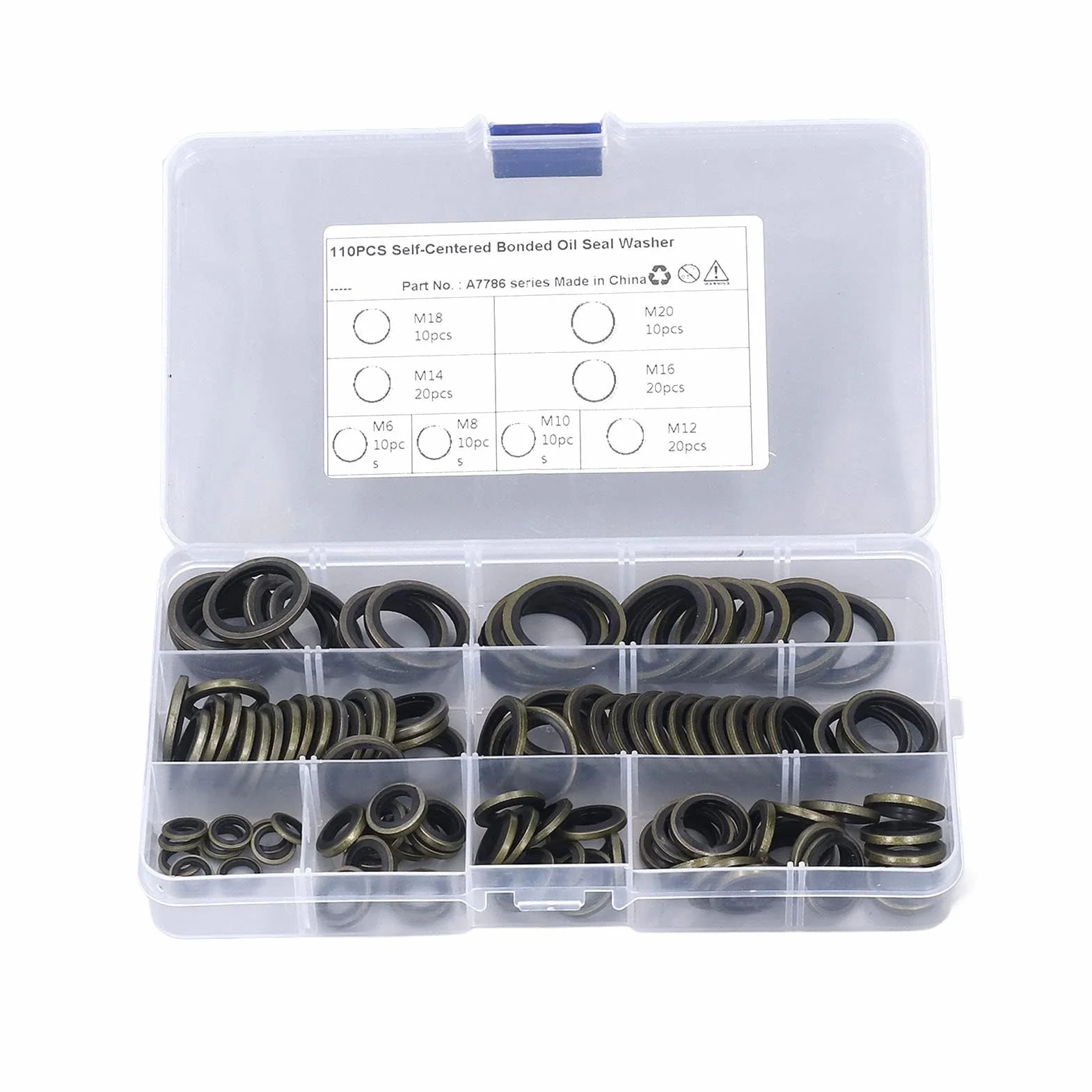 Uszczelka olejowa podkładka 110 szt. Bonded Seal podkładka Dowty M6 M8 M10 M12 M14 M16 M18 M20 uszczelka asortyment metalu