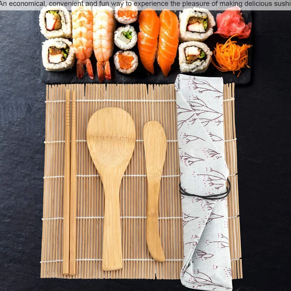 Zestaw do Sushi 9 Sztuk Bambusowych Rolki Pałeczki Wiosło Ostrze