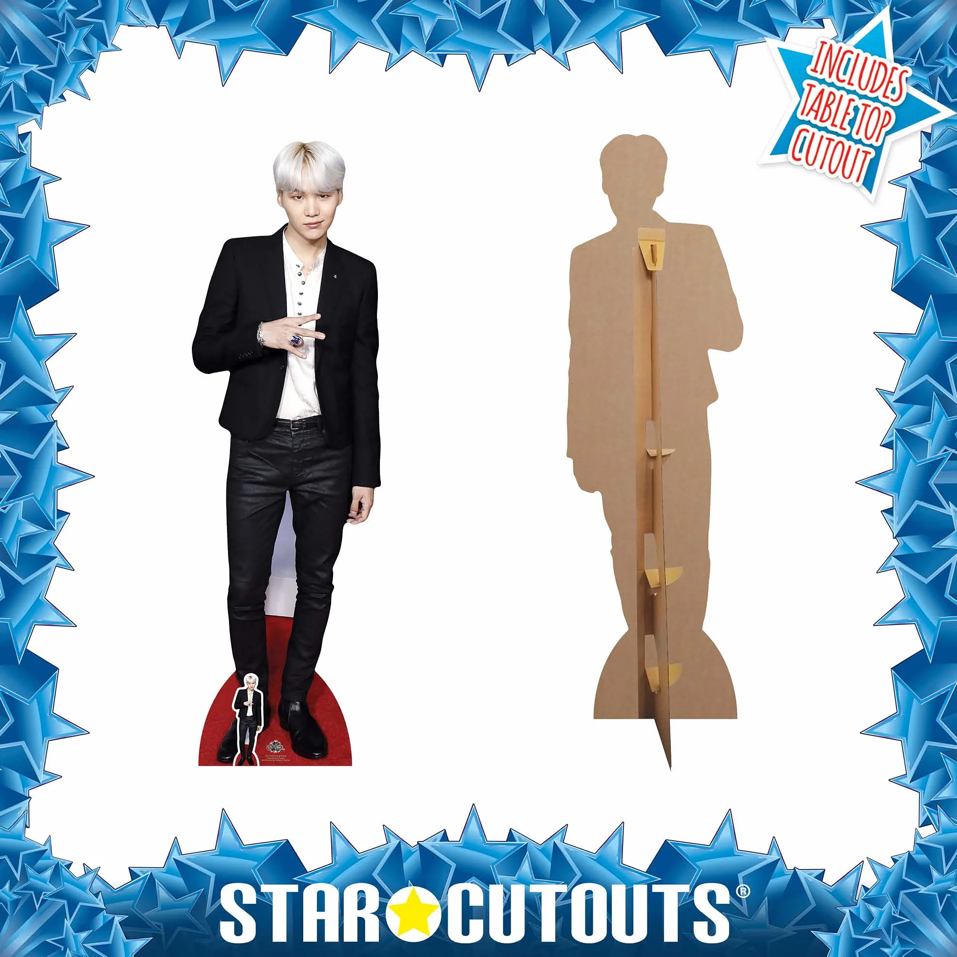 STAR CUTOUTS CS747 Lifesize kartonowe wycięcie na biurko Min Yoon-Gi (Suga) Bangtan Boys Standee, solidne, wielokolorowe