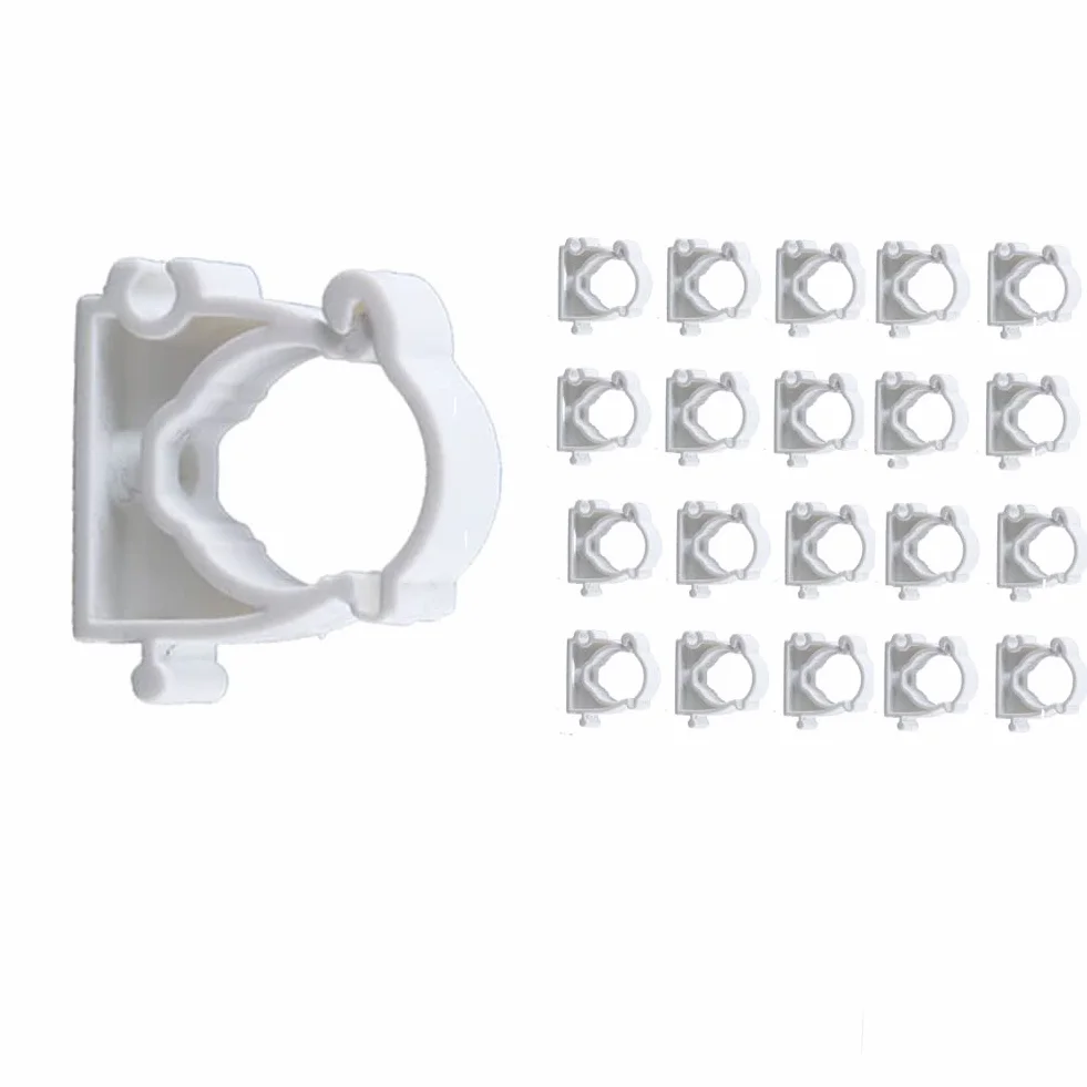 20 szt. 20 mm / 0,79" zaciski do rur mocujących z PCW zaciski do rur wodnych wąż gazowy zaciski do rur gwintowanych klipsy do rur plastikowy zacisk do rur mocowany klamra, biały