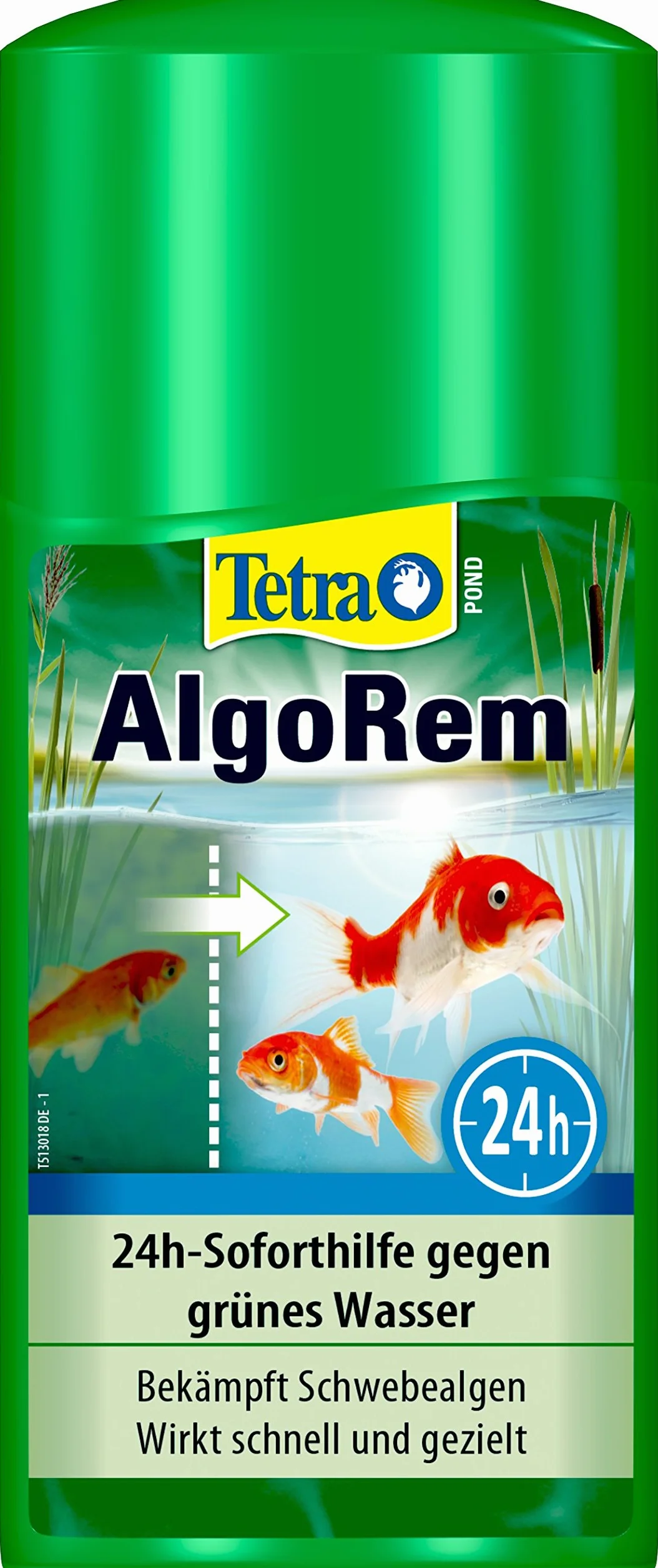 Tetra Pond AlgoRem – 24-godzinna natychmiastowa pomoc przeciwko zielonej wodzie w stawie ogrodowym, zwalcza unoszące się algi, butelka 250 ml