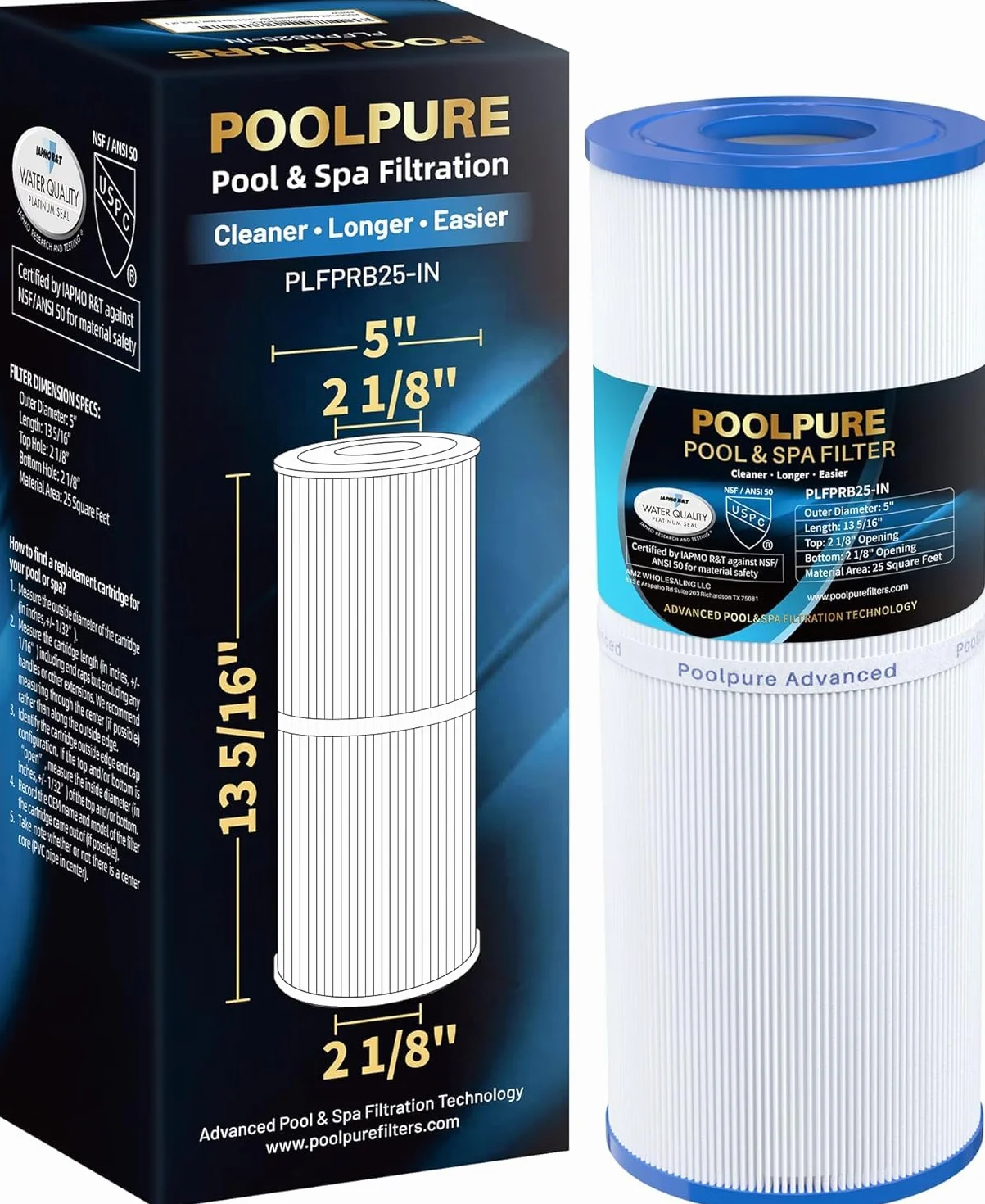 POOLPURE Wymienne filtry spa do Unicel C-4326, Filbur FC-2375, Pleatco PRB251N (dostępna faktura)