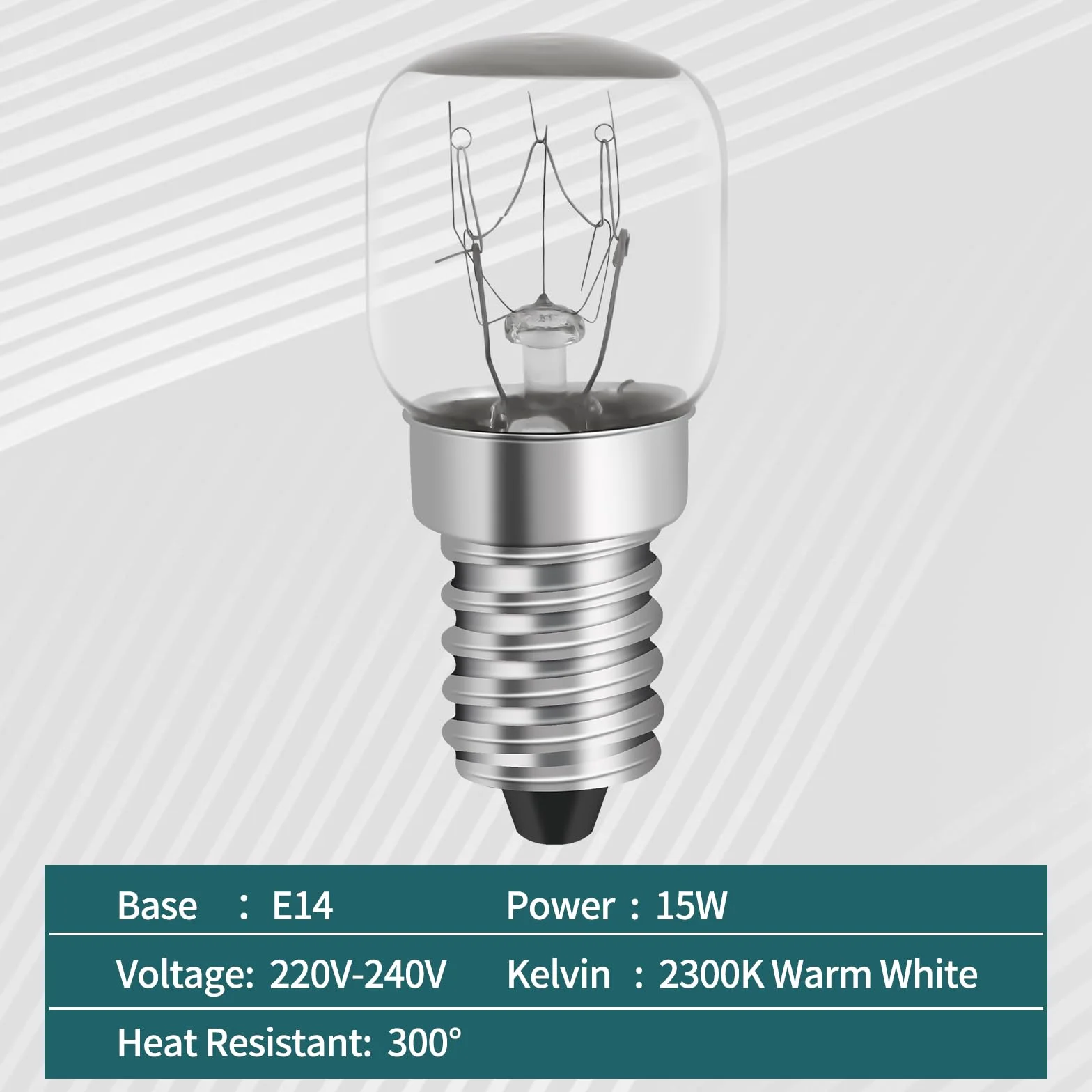 YIIFELL Lampa do piekarnika, E14, żarówka do piekarnika, 15 W, 300 bard, odporna na wysokie temperatury, do piekarnika, grilla, lampy solnej, lampa do lodówki z kapsułką T22, 4 sztuki