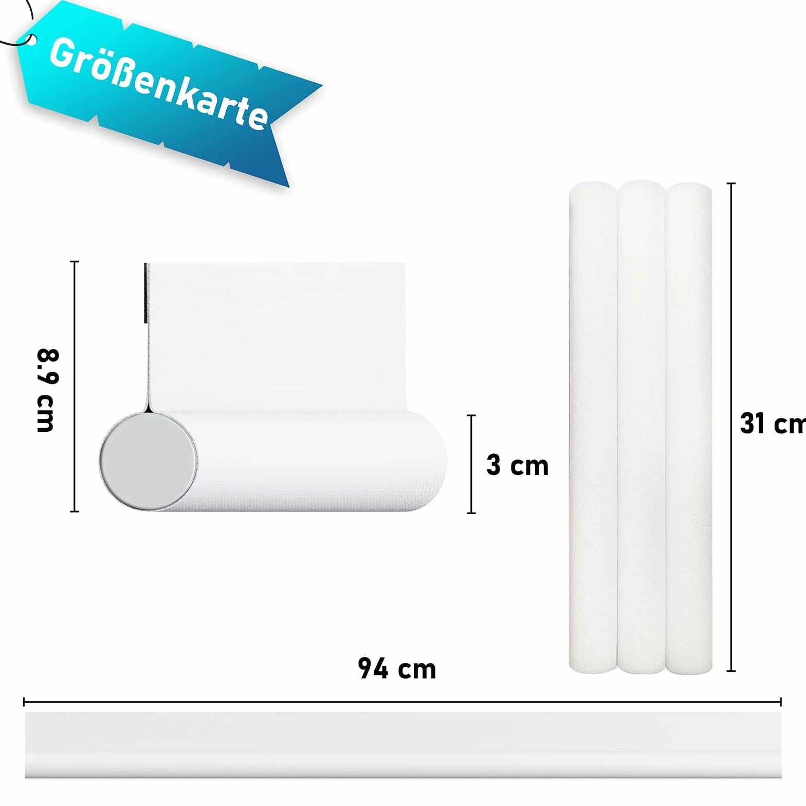 Uszczelka do drzwi, samoprzylepna, stoper przeciągów, 94 cm pod blokadą drzwi, izolowana, ochrona przed warunkami atmosferycznymi, dźwiękoszczelna, uszczelka drzwi na dole (biała)