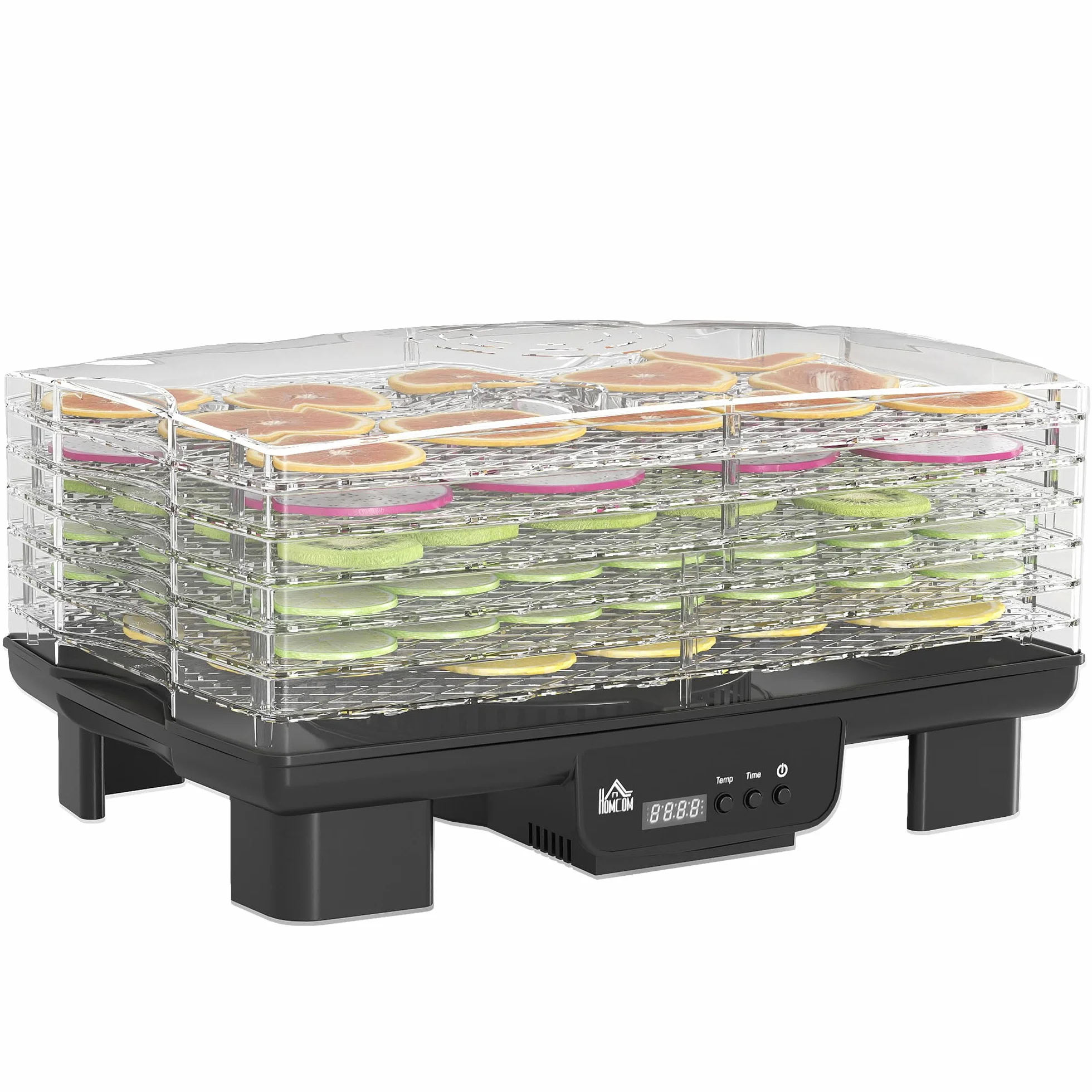 HOMCOM Suszarka do mięsa owoców warzyw 550 W 40-70°C timer 48 h 6 półek czarny