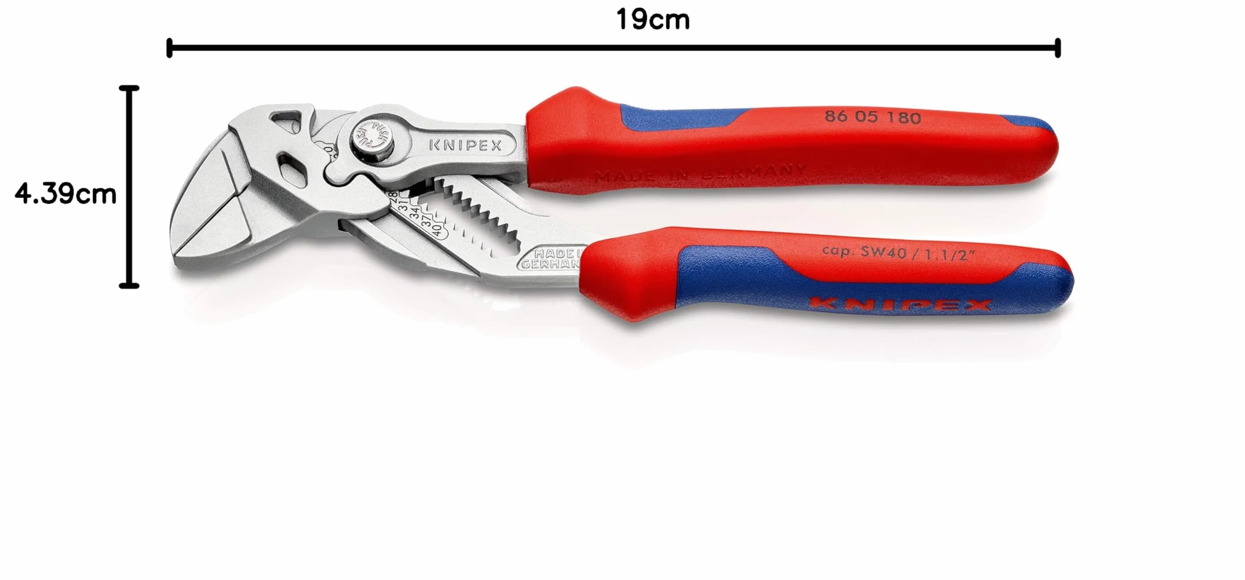 KNIPEX Szczypce-klucz szczypce i klucz w jednym narzędziu chromowany z osłonkami wielokomponentowymi 180 mm, 86 05 180