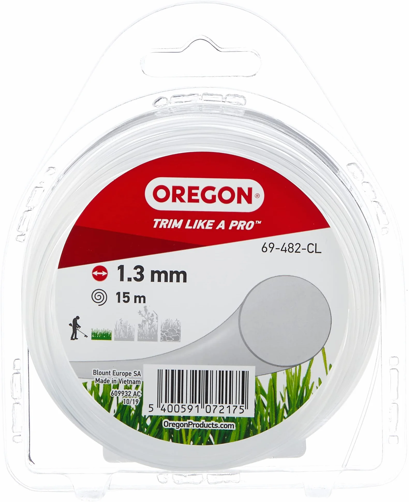Oregon Linia do przycinania strun, zapasowy nylonowy drut do podkaszarek do trawy i kosy spalinowej, do majsterkowania i ogrodnictwa, uniwersalne dopasowanie, do wszystkich zastosowań, okrągły