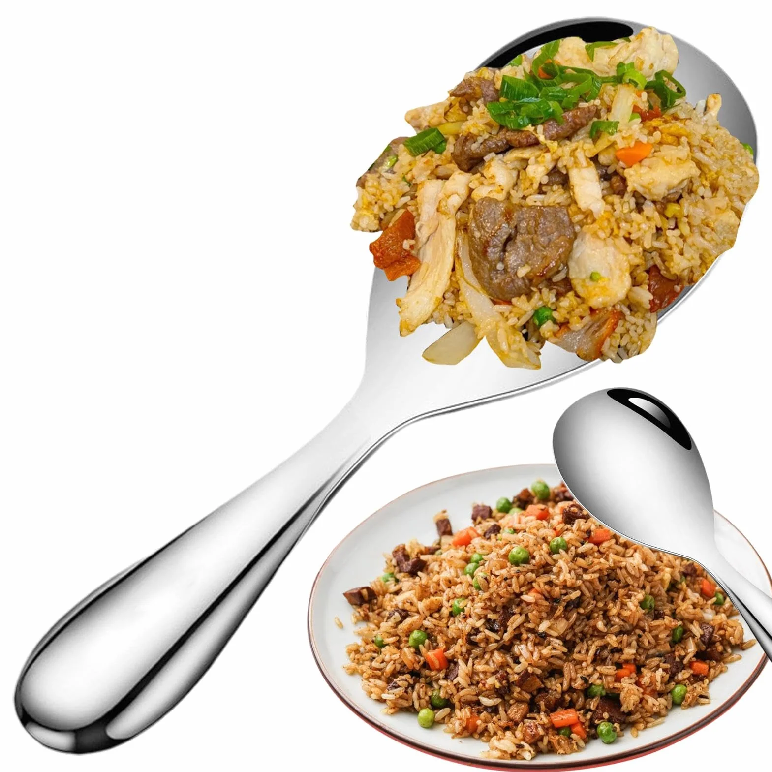 Rice Paddle Spoon, Stainless Steel Rice Spatula, Large Metal Rice Paddle, Non Stick Rice Spoon, Kitchen Rice Spatula, Potato Server Spoon, Metal Rice Paddle, Thickened Rice Spatula, Non Stick Kitchen
