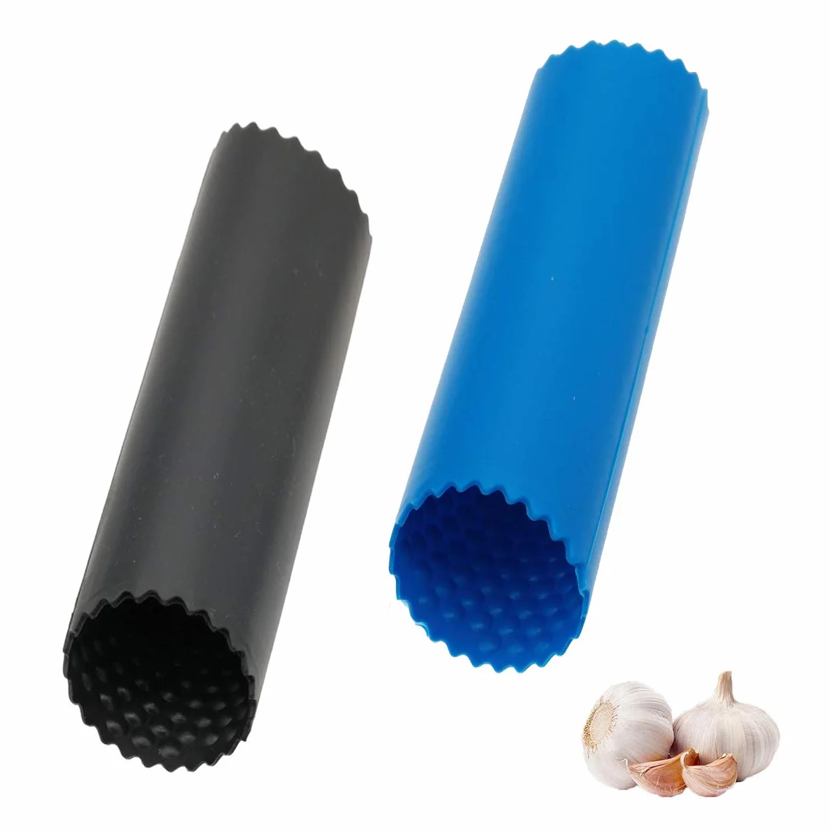 Silikonowa obieraczka do czosnku, 2 sztuki, Easy Roller, proste przydatne narzędzie kuchenne, akcesoria kuchenne, obieraczka z silikonu, czarna/niebieska