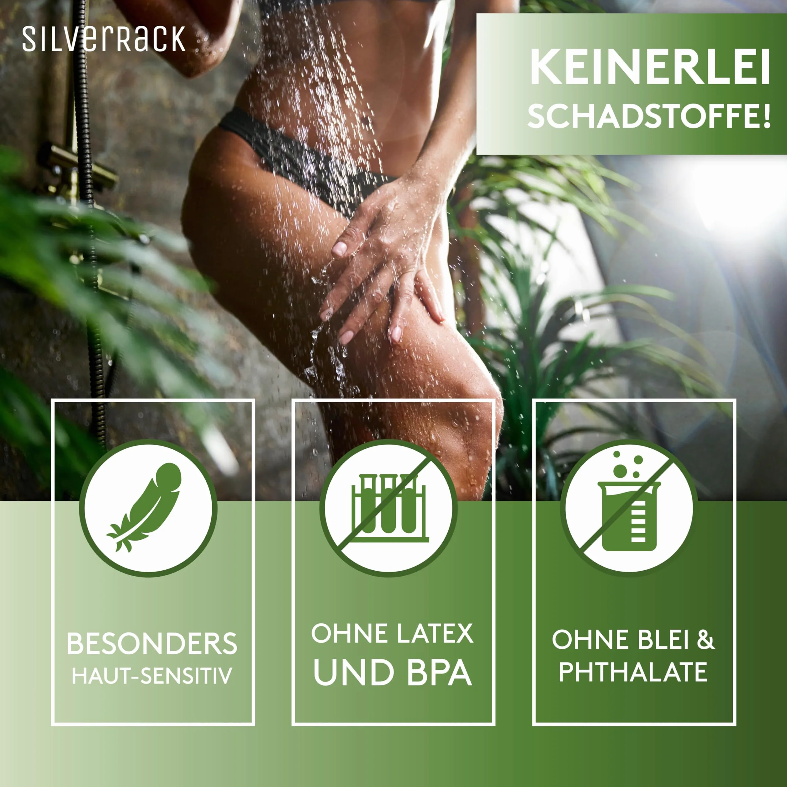 SilverRack DermaSensitive mata prysznicowa, w 100% wolna od BPA (przezroczysta), wygląd kamienia, dla dzieci i niemowląt, antypoślizgowa, bezpieczna mata prysznicowa