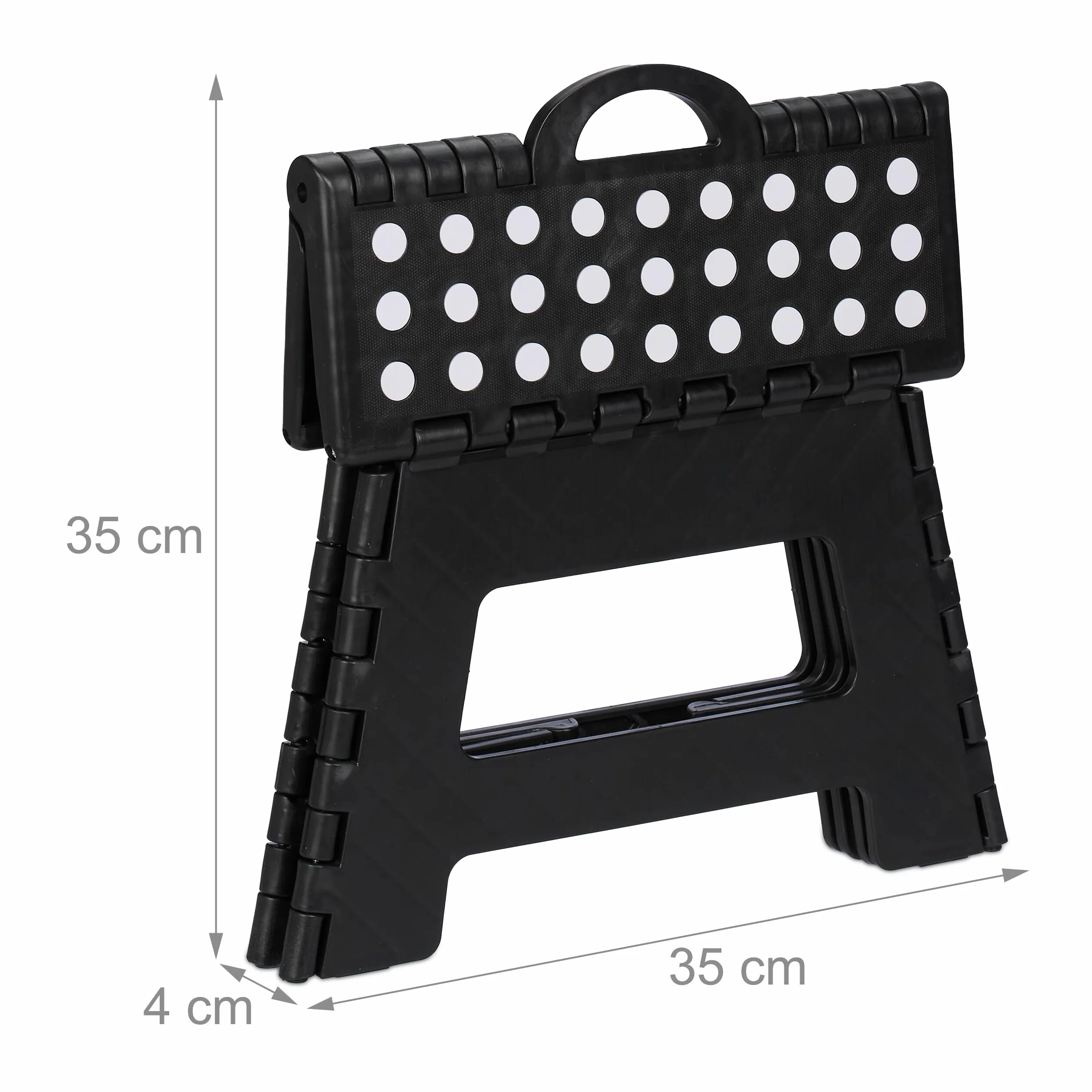 Relaxdays Składany stołek M, przenośny, do podróży i łazienki, dla dzieci, do 150 kg, tworzywo sztuczne, 22 cm, czarny