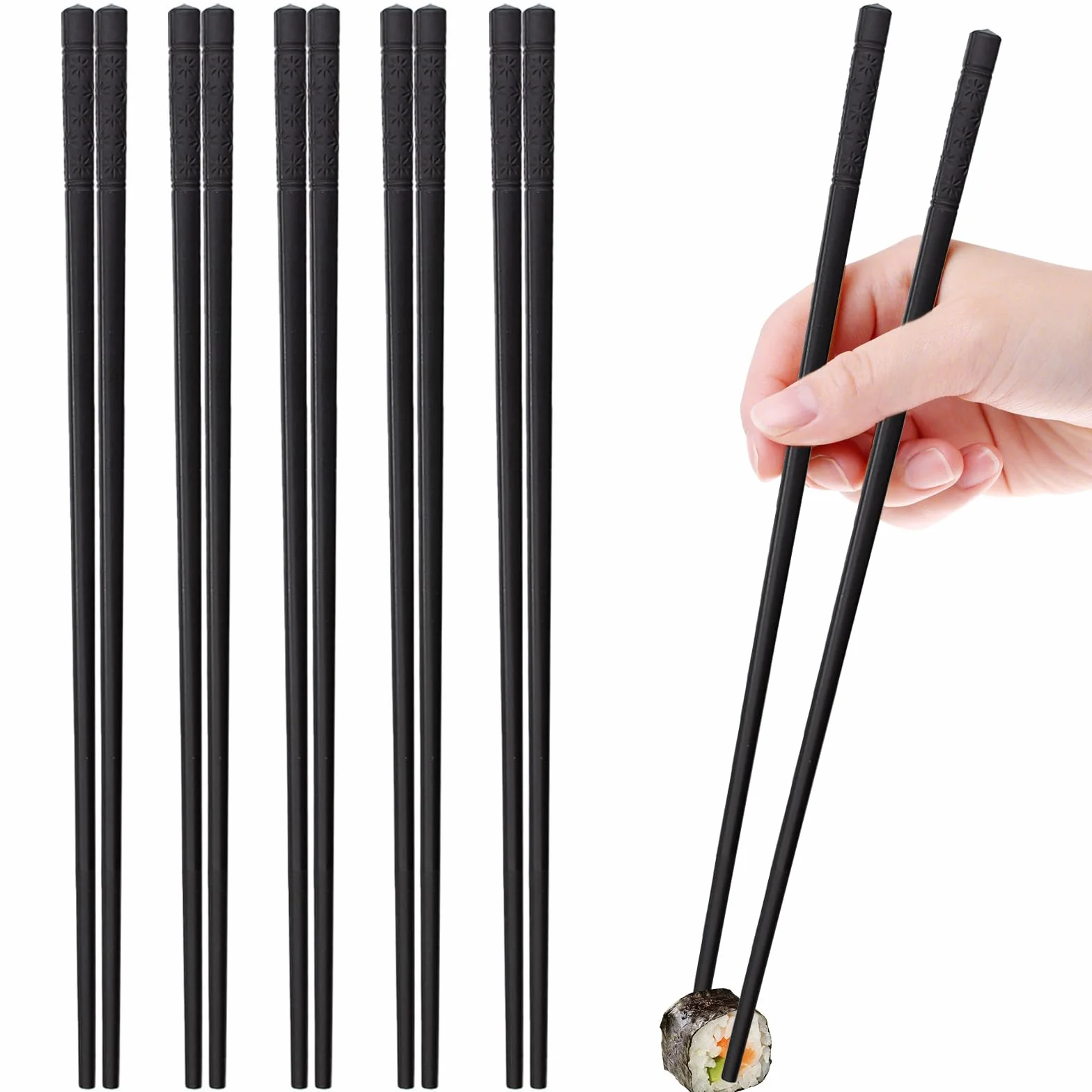 Chińskie pałeczki do sushi 24 cm, zestaw 5 par, antypoślizgowe, do zmywarki