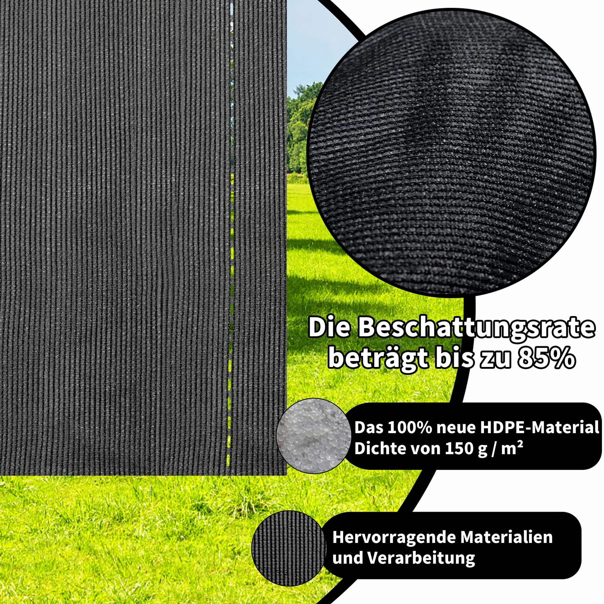 Froadp 1.5x10m Ekran Ogrodzeniowy Siatka Wiatrochronna Ogrodzenie Ogrodowe HDPE Parawan Ochronny Ekran do Tenisa z Opaską 150g/m² Siatka Cieniująca Siatka Tkaninowa na Ogrodzenie Balkon (Antracyt)