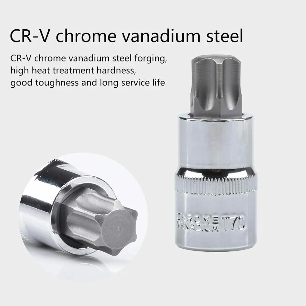 13 sztuk Zestaw gniazd Torx T8-T70 S2 Stalowe klucze sześciokątne Torx Socket Shank Tool Wkrętak Bit, Torx męski T8 T10 T15 T20 T25 T30 T40 T45 T50 T50 T50 5 T600 T70